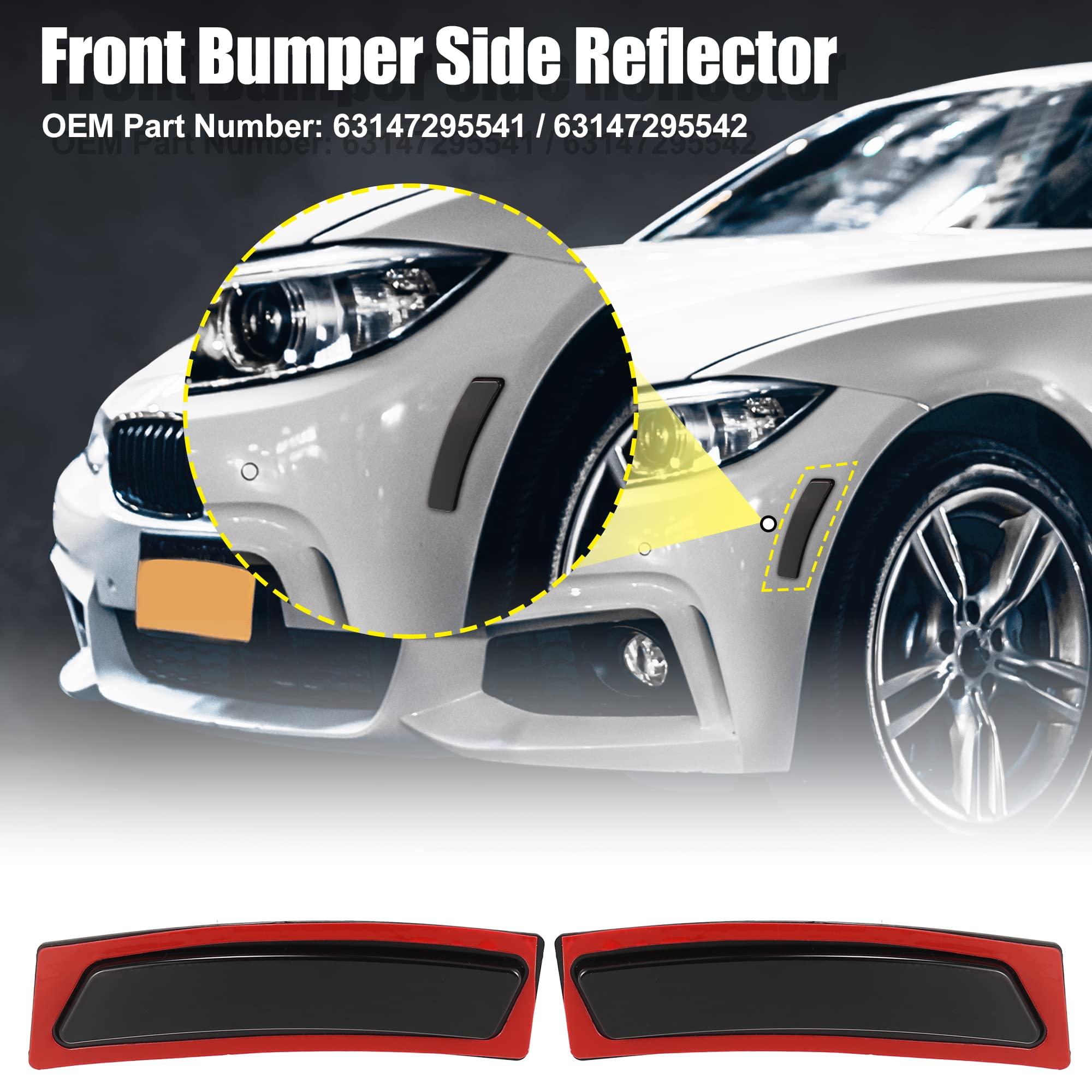 X AUTOHAUX Pair 63147295541 63147295542 Front Bumper Reflector Side Marker for BMW F30 3 Series 320i 340i M Sport 2016-2018 Repl