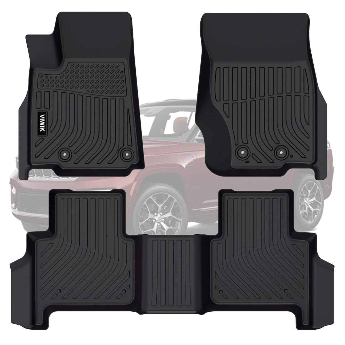 Viwik Floor Mats For Jeep Grand Cherokee 2022 2023 2024 2025 (Non L), All Weather Floor Liners For Grand Cherokee (Non L), Tpe R