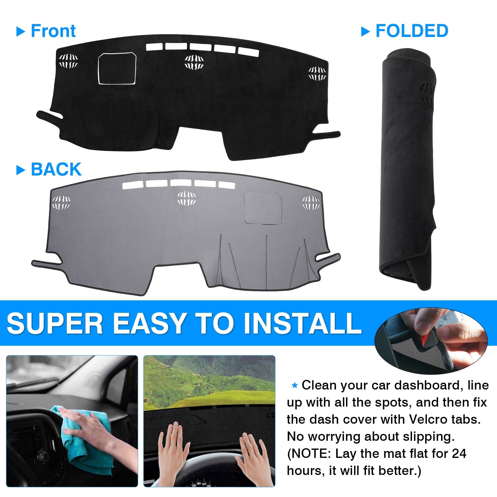 Autorder Dashboard Cover Mat For Toyota Sienna 2021 2022 2023 2024 Accessories Dash Cover Flannel Dash Mat Sunshade Glare Uv Ray