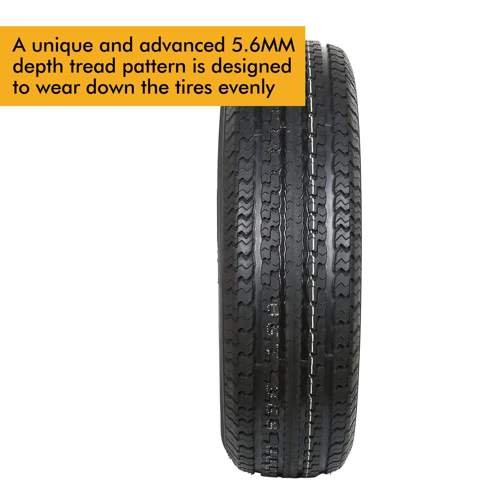 Set of 4 Durun ST225/75R15 Radial Trailer Tire, ST225-75R15 ST 225/75R15, 10 Ply Load Range E, 117N