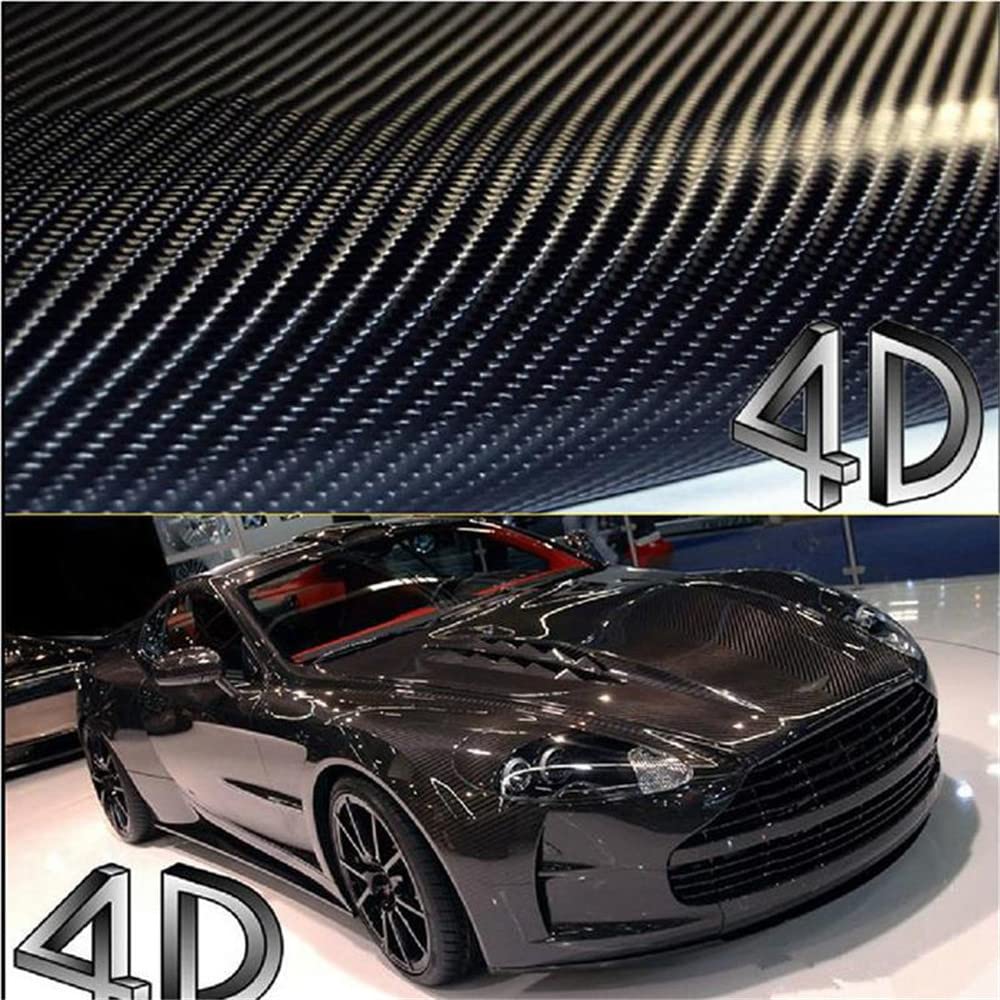 Diyah 4D Black Carbon Fiber Vinyl Wrap Sticker With Air Release Bubble Free Anti-Wrinkle (12'' X 60'' / 1Ft X 5Ft)