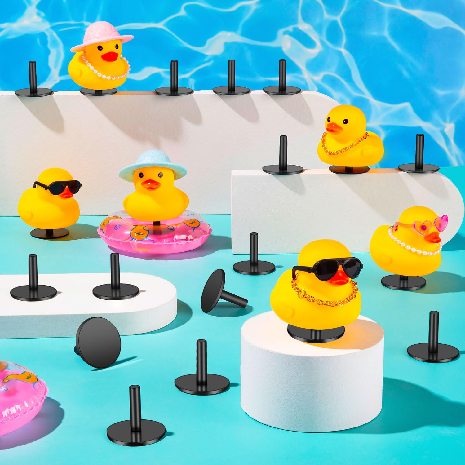 100 Pcs Duck Holder For Dash, Black Duck Mount Plugs For Car Dashboard, Rubber Duck Mount For Car Lover Baby Bath Toys (Excludin