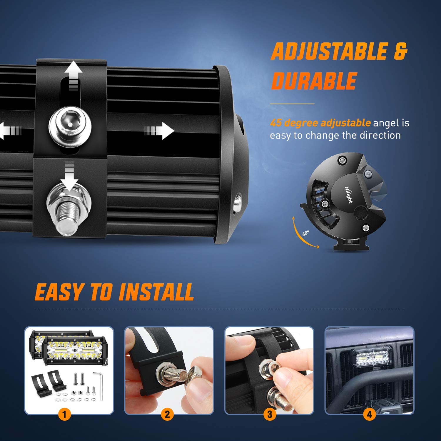 Nilight Led Pods 2Pcs 6.5 Inch 120W Triple Row Light Bar Flood Spot Combo 12000Lm Driving Fog Off Road Lighting For Trucks Picku