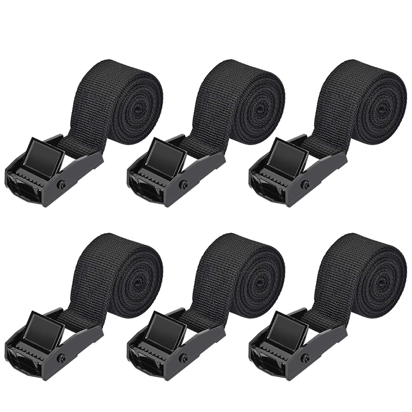 Kshineni Tie Down Straps 6 Pcs Lashing Strap 3.3' X 1 Adjustable Heavy Duty Cam Buckle Cinch Straps For Cargo, Trucks, Luggage, Trailer, Motorcycle (Black)