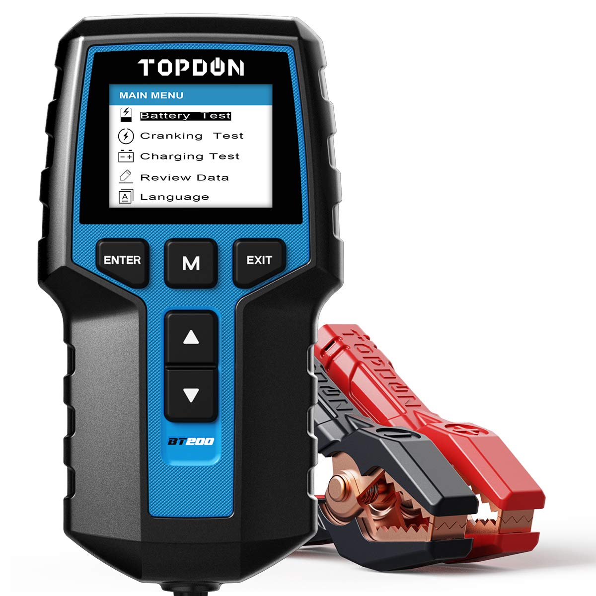 Topdon Car Battery Tester Bt200, 100-2000Cca Battery Tester 12V/24V, For Battery Health Check, Cranking & Charging Test, 2.4-In 