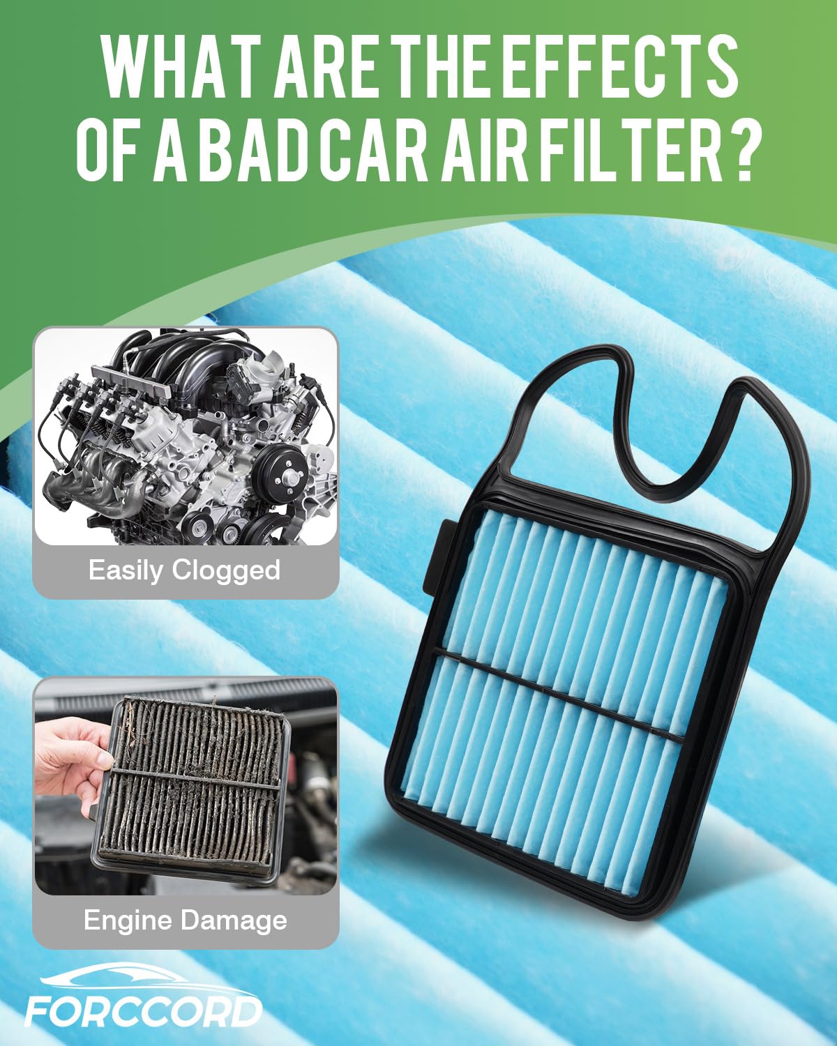 Forccord 2-Pack Engine Air Filter Fits for Toyota Prius 2004-2009 (1.5L) Air Filter Replacement CA10159 Car Accessories