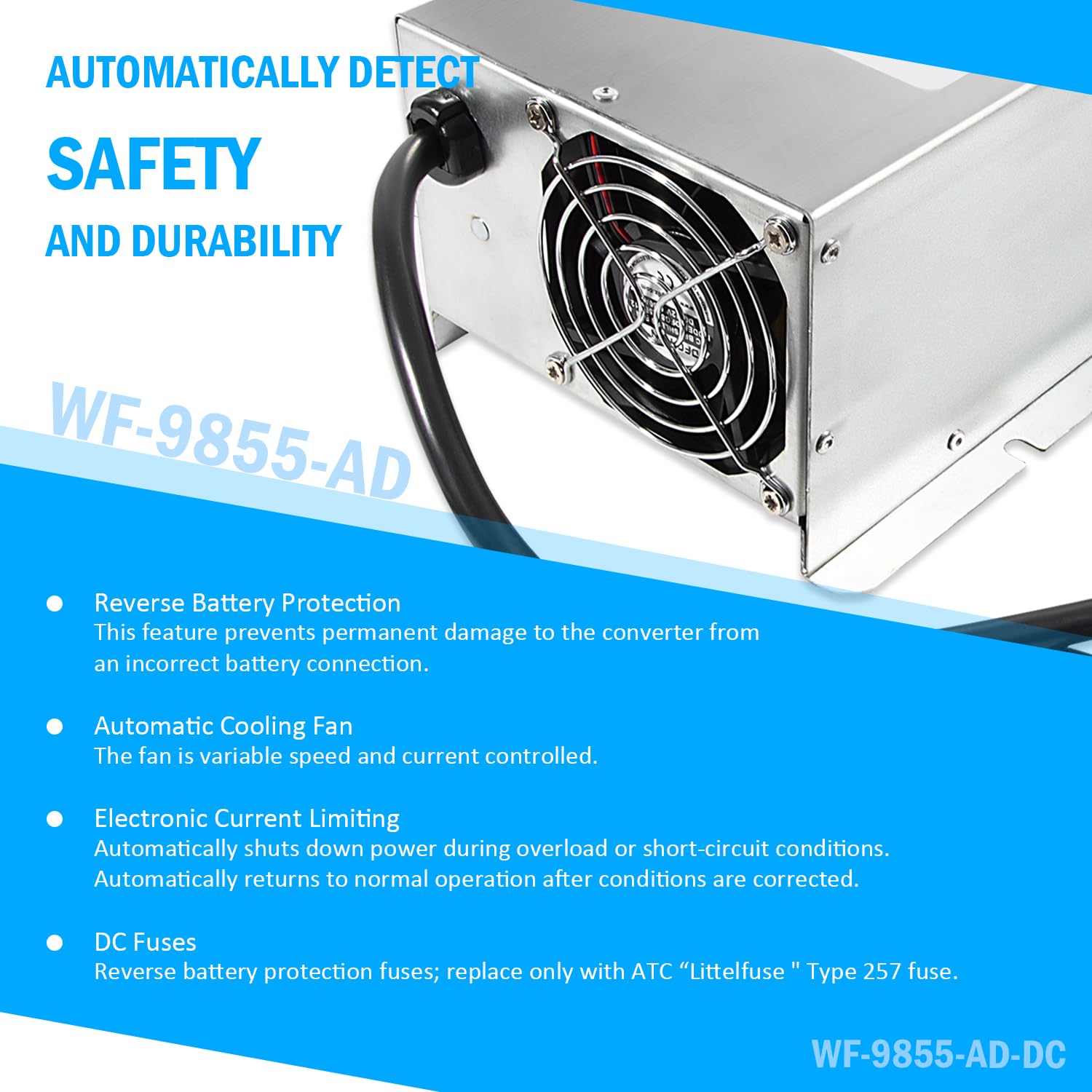 Wf-9855 55 Amp Deck Mount Charger/Converter With Lithium-Ion Switch Replacement For Rv Trailer Camper 9800 Series