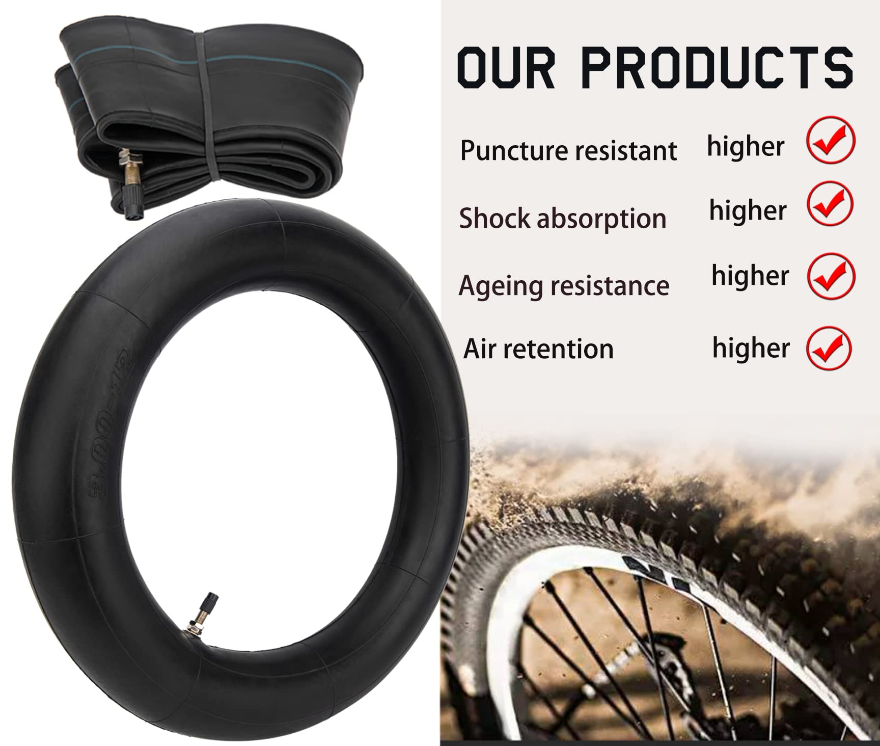 2 Pack 3.00/3.50-12'' Dirt Bike Inner Tubes,(80/100-12) 12'' Heavy Duty Mini Dirt Bike Inner Tube Compatible with Honda CRF50/XR