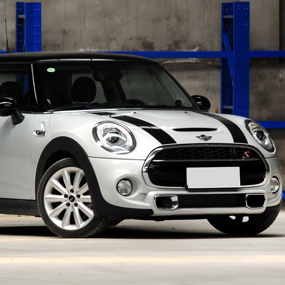 Car Hood Trunk Engine Cover Rear Vinyl Decal Bonnet Stripe Stickers For Mini Cooper F55 2015 2016 F56 2014-2016 (Gloss Black)