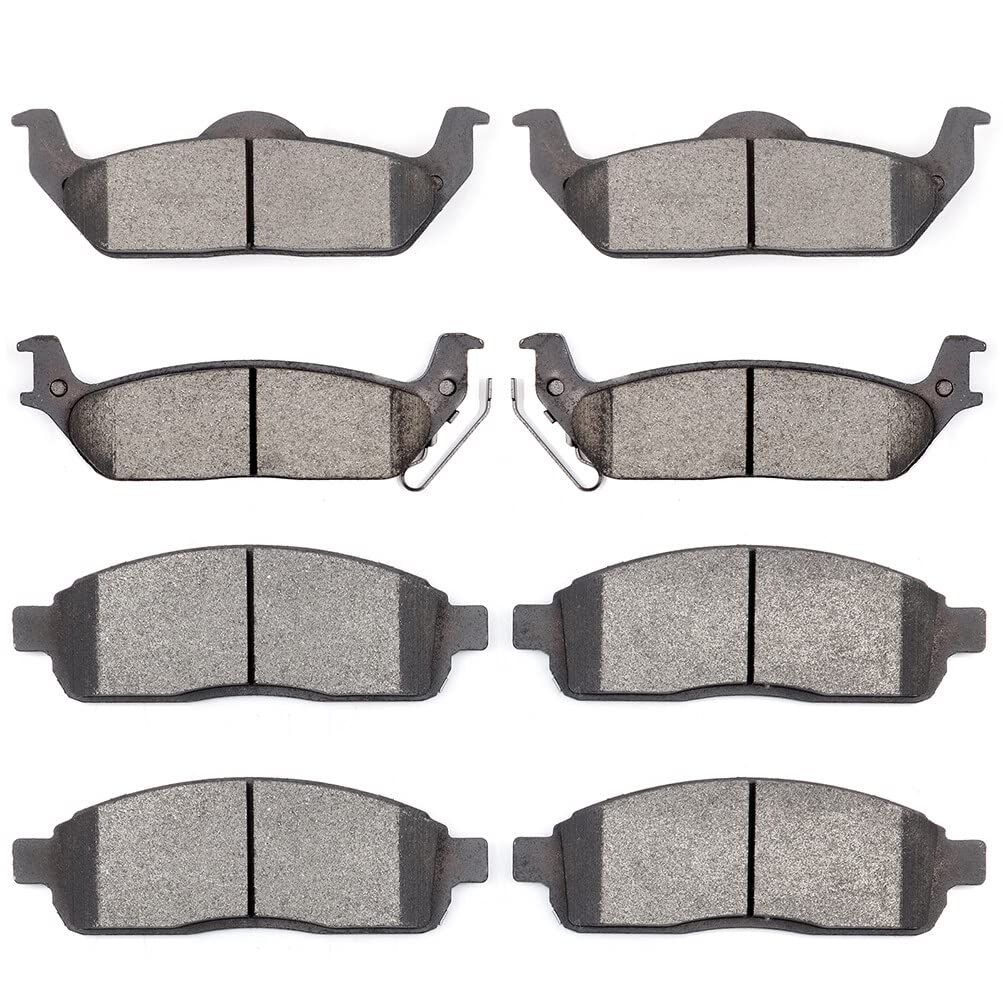 Cciyu D1083 D1012 8Pcs Front & Rear Ceramic Brake Pads Kits 2004-2011 For Ford For F-150, 2006-2008 For Lincoln Mark Lt