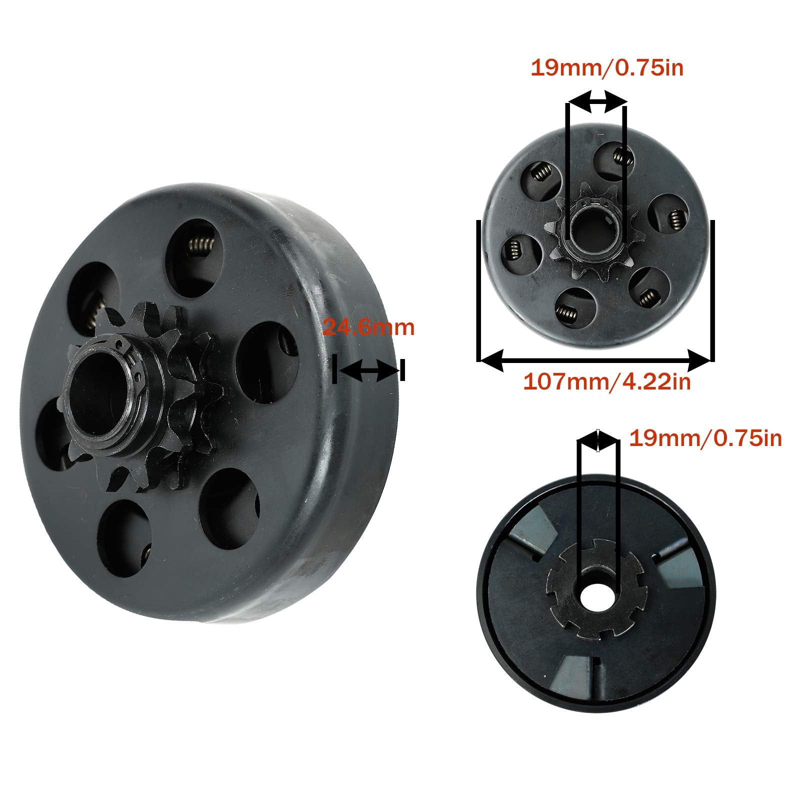 3/4'' Bore 10 Tooth Centrifugal Go Kart Engine Clutch With 5 Feet #40/41/420 Chain For 2-6.5Hp, Up To7Hp Small Engines, Honda Gc