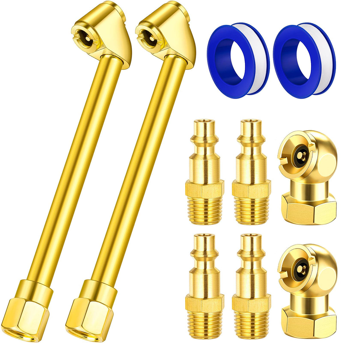 LUMITECO 2 Pack Heavy Duty Air Chuck Set-1/4 Inch Female NPT Closed Ball tire Chuck, Dual Head Air Chuck and Standard Male Quick