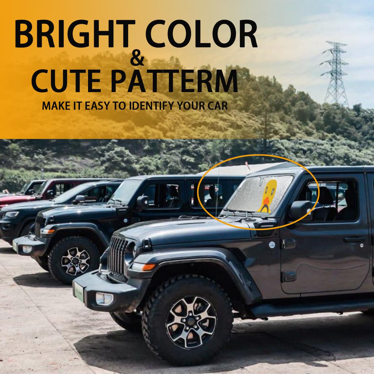 EJDRFN Windshield Sun Shade for Jeep Wrangler TJ JK JL Gladiator JT, Silver, Special Metallized Polyester Film, 2/4 Door