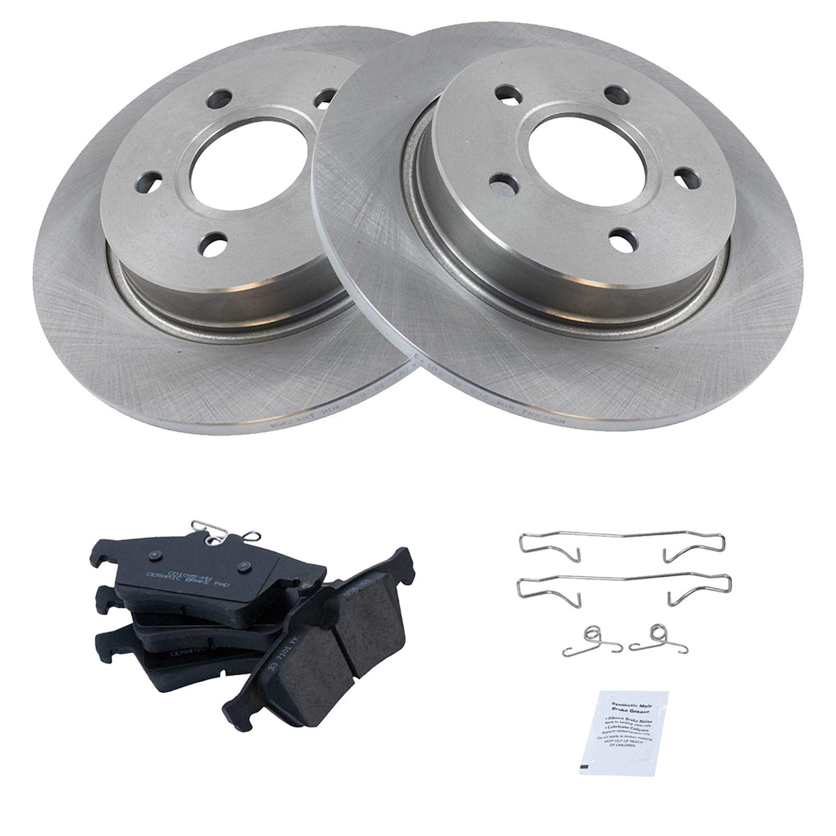 TRQ Rear Brake Pad & Rotor Kit Brake Pads Brake Rotor Ceramic Compatible with 2012-2018 Ford Focus