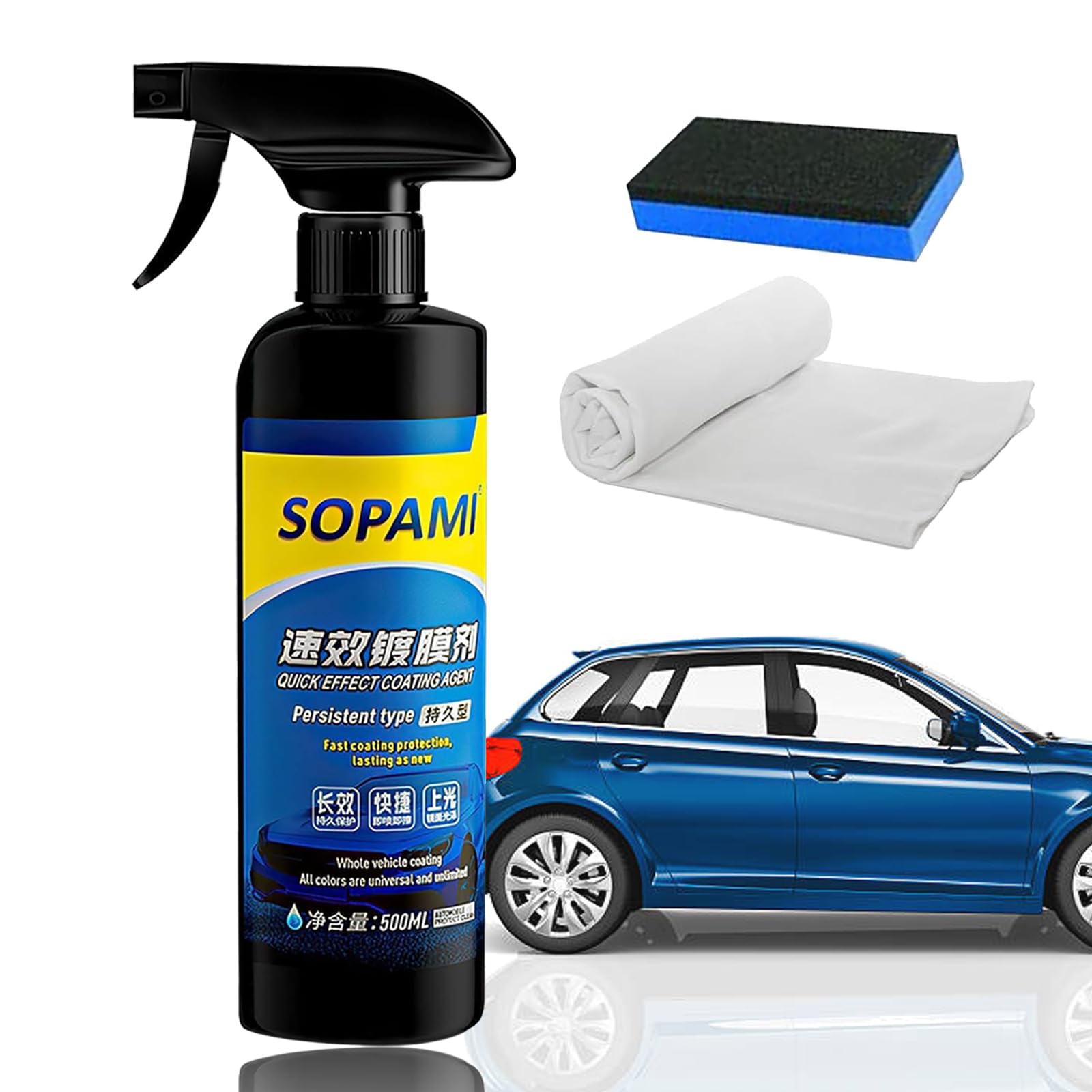 Car Coating Spray, 17.6 oz Quick Effect Coating Agent, Car Scratch Wax Coating Spray, Polish Spray Waterless Wash Wax, Oil Film 