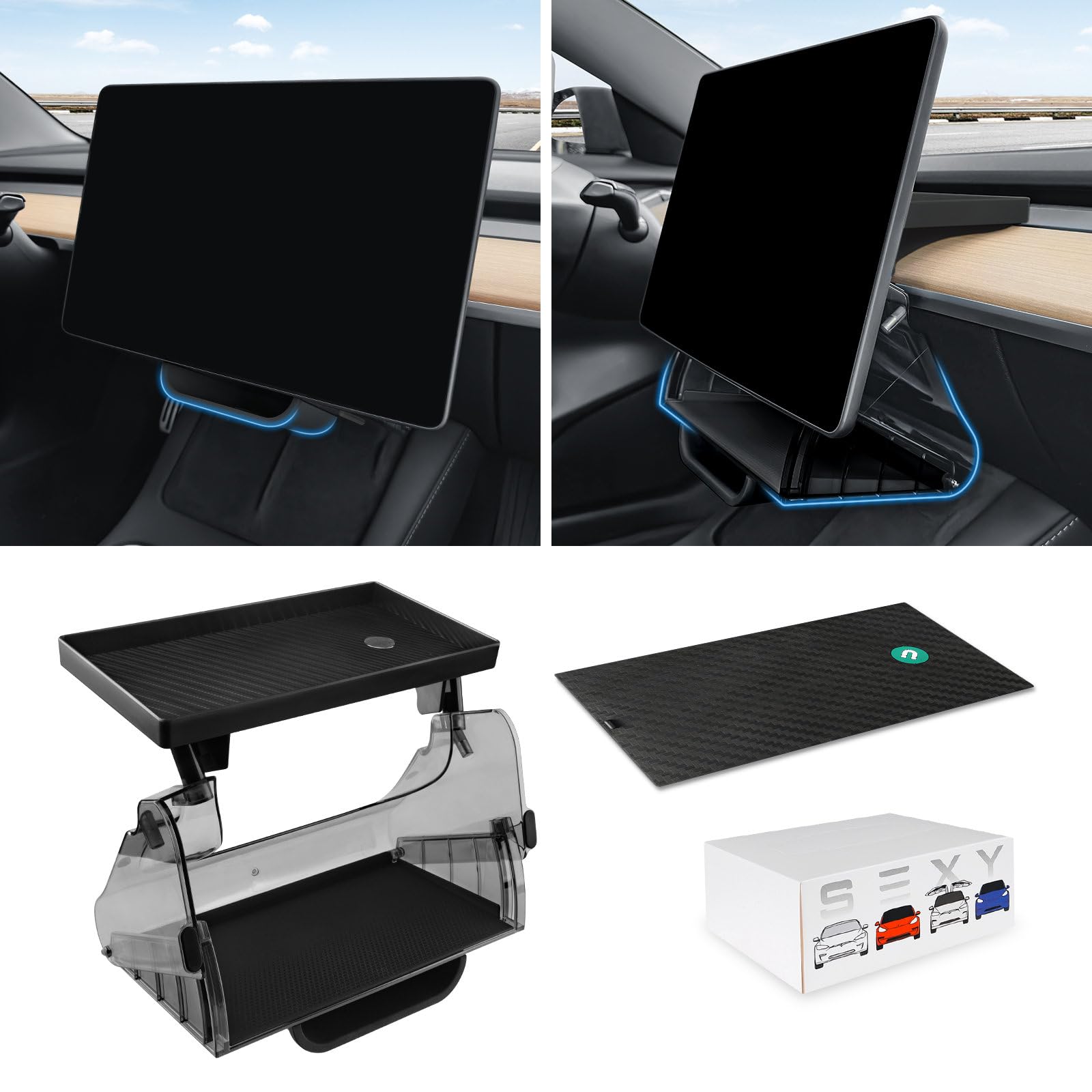 Klutchtech Hideable Under Screen Storage Organizer Compatible With Tesla Model 3 /Y 2025-2017 | Not Fit 2024 Model 3 (Highland)