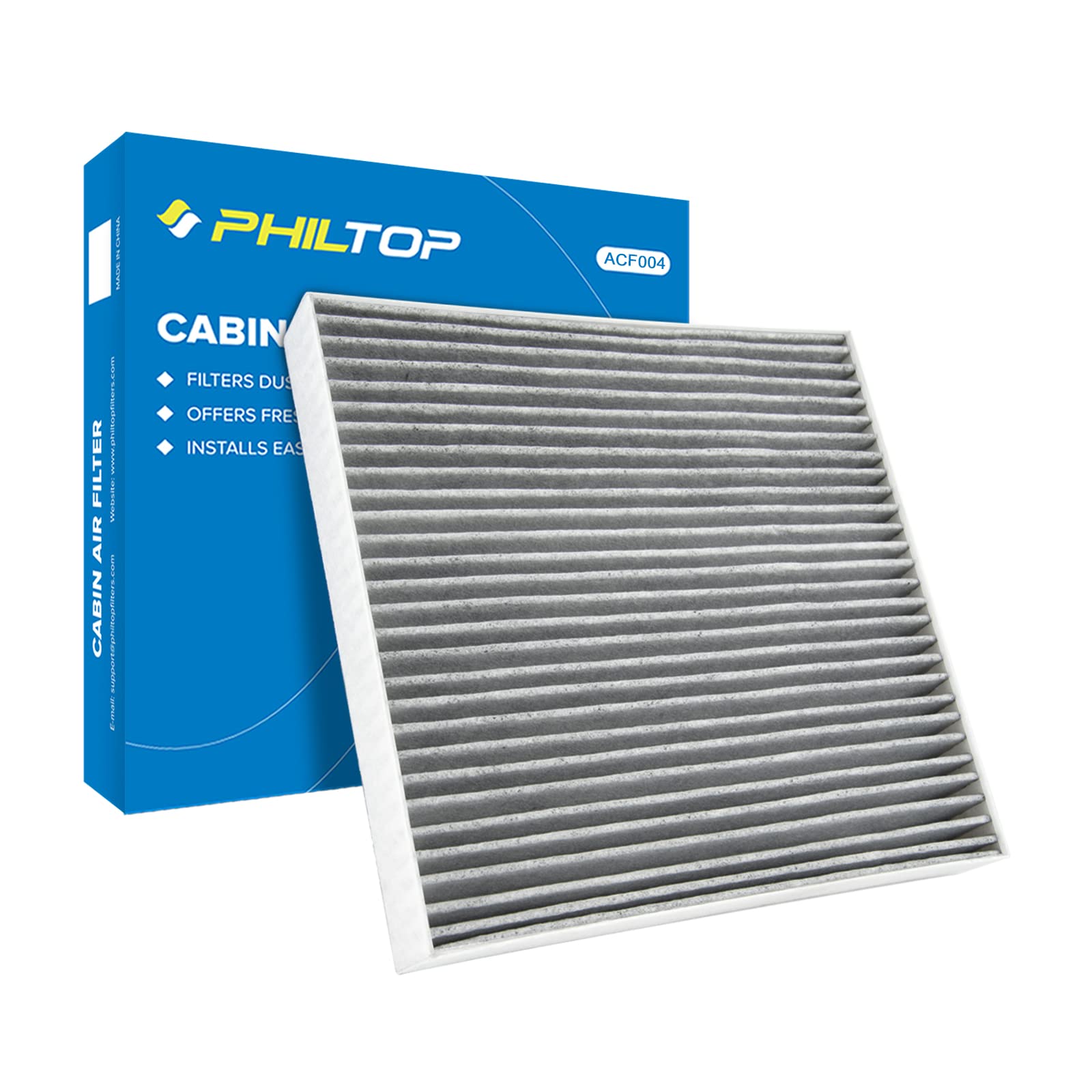 Philtop Cabin Air Filter, Replacement For Cf10374,Cp374, Be-374, Acf004, Tacoma, Dart, Vibe, Includes Activated Carbon, Pack Of