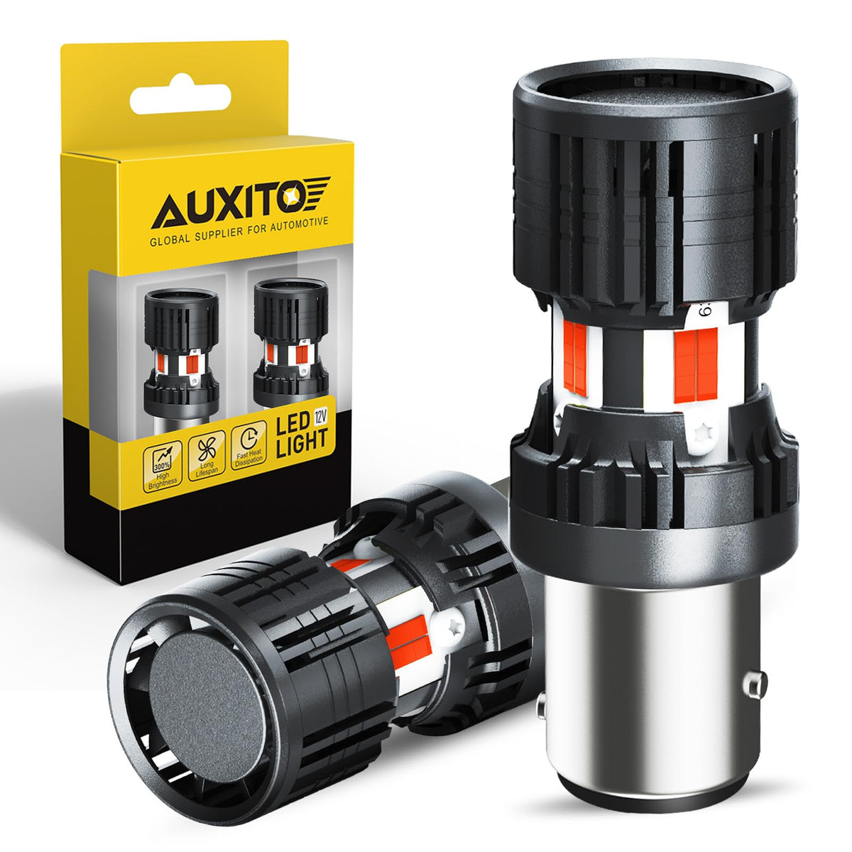 Auxito Canbus 1157 Led Bulbs Red With Built-In Resistor 2057 2357 7528 Bay15D Anti Hyper Flash Error Free Brake Lights, Tail Lig