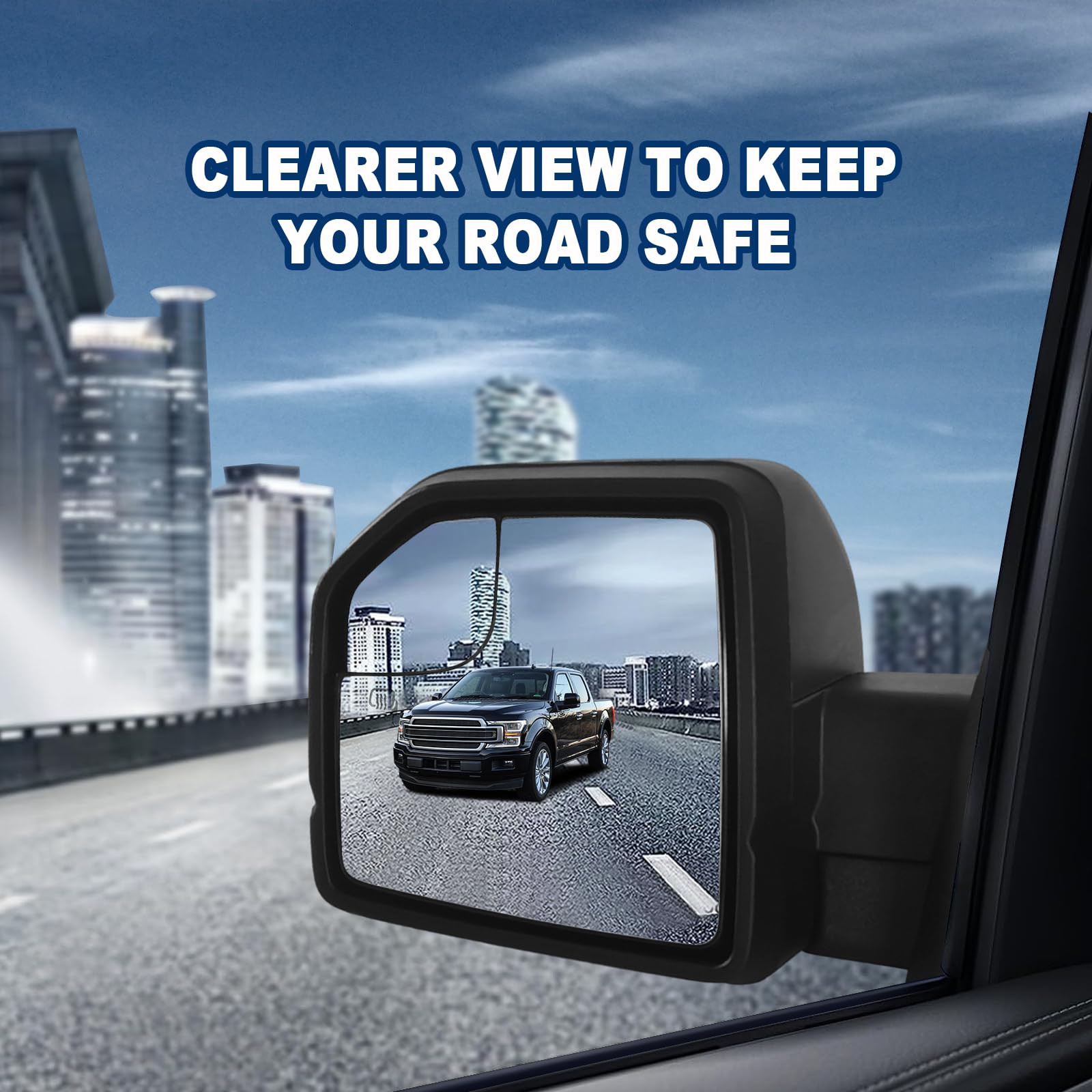 Lqito Left Driver Side Door Mirror with Blind Spot Glass Assembly Fits 2015-2020 Ford F150 With Turn Signal Light Power Heated (