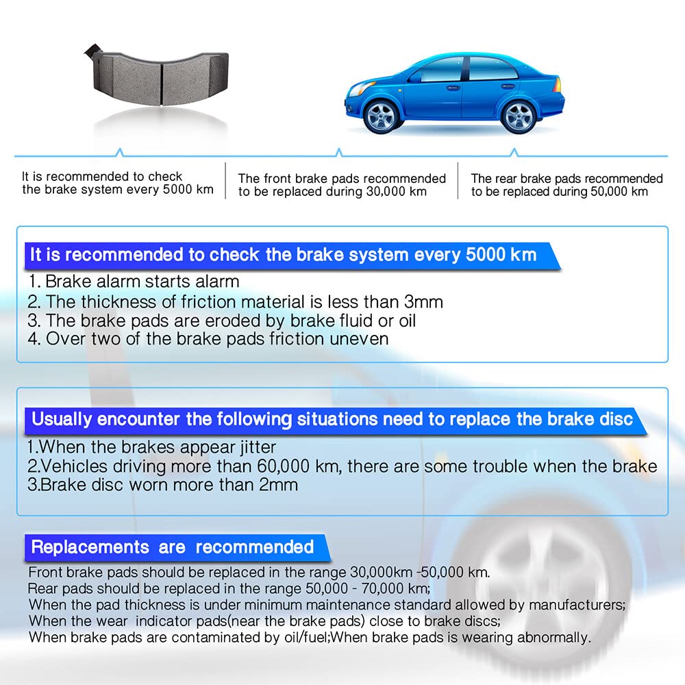 Automuto 4Pc Rear Semi-Metallic Disc Brake Pads Set D967 For Chrysler Aspen For Dodge Dakota Durango Ram 1500 Ram 1500 Van For R