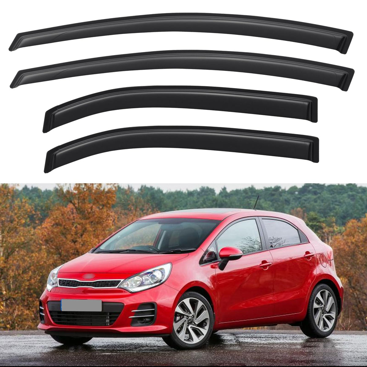 Window Visors Rain Guards for 2012-2017 Kia Rio Hatchback, Out-Channel Window Vent Wind Deflectors Visors Shades for 12-17 Kia R