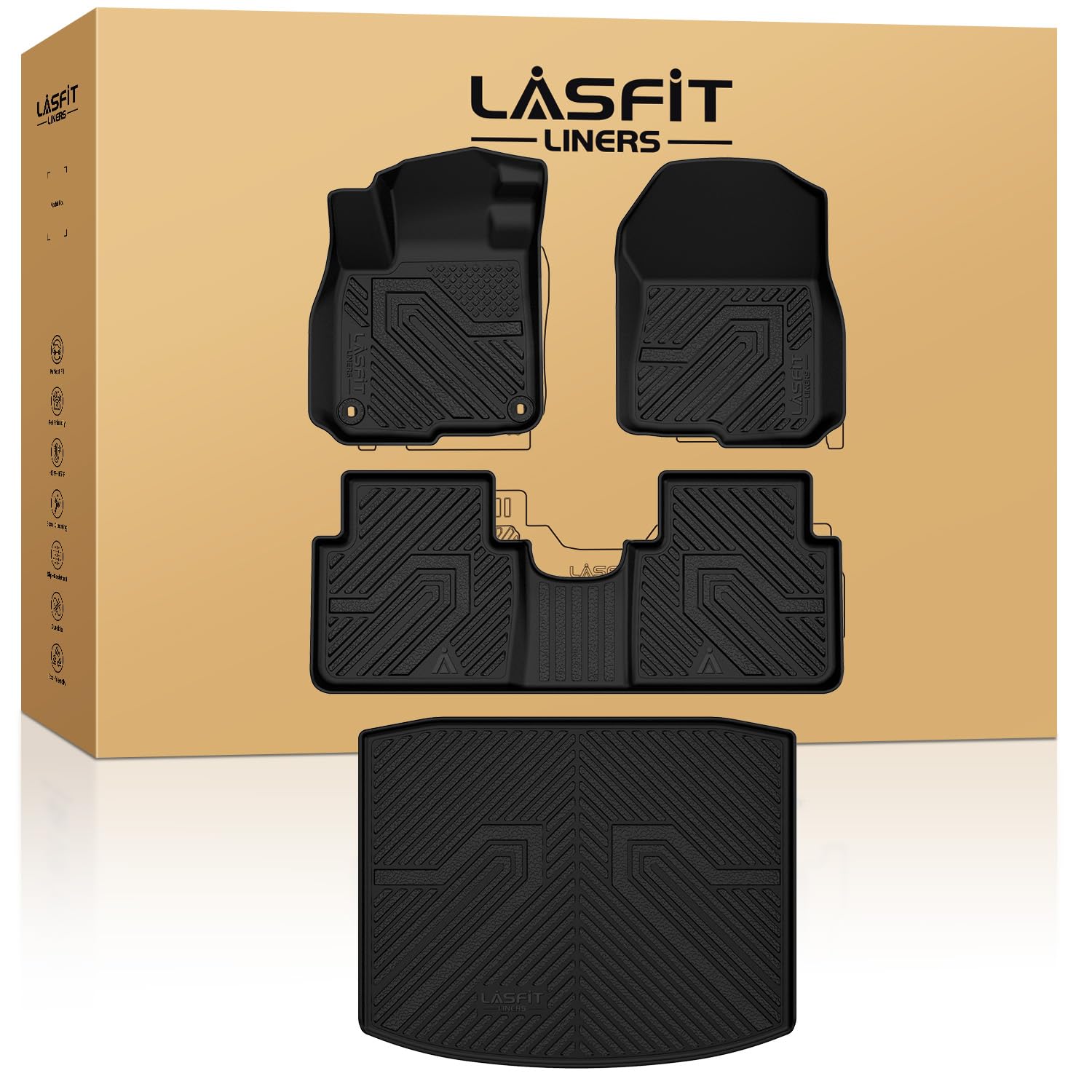 Lasfit Floor Mats & Trunk Mat For Honda Cr-V 2017-2022 (Not For Hybrid), All Weather Protection Tpe Floor Liners 1St & 2Nd Row &