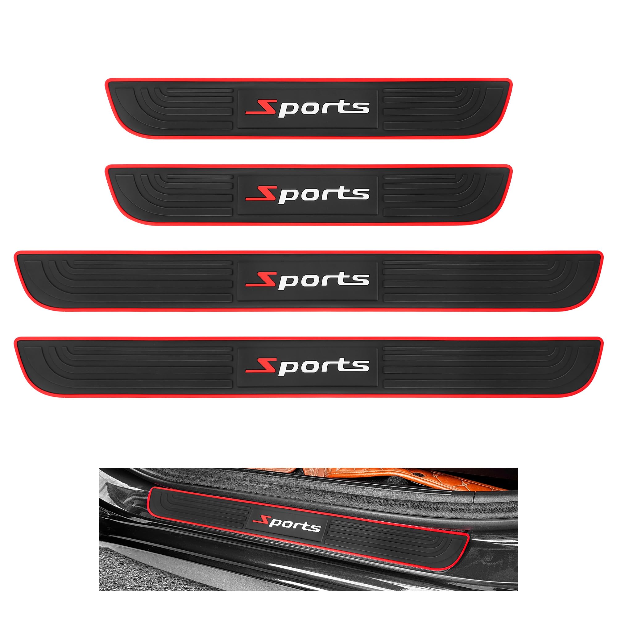 4PCS Car Door Sill Protector,Anti-Scratch Rubber Car Door Protector Edge Guards for Door Steps,Universal Automotive Exterior Acc