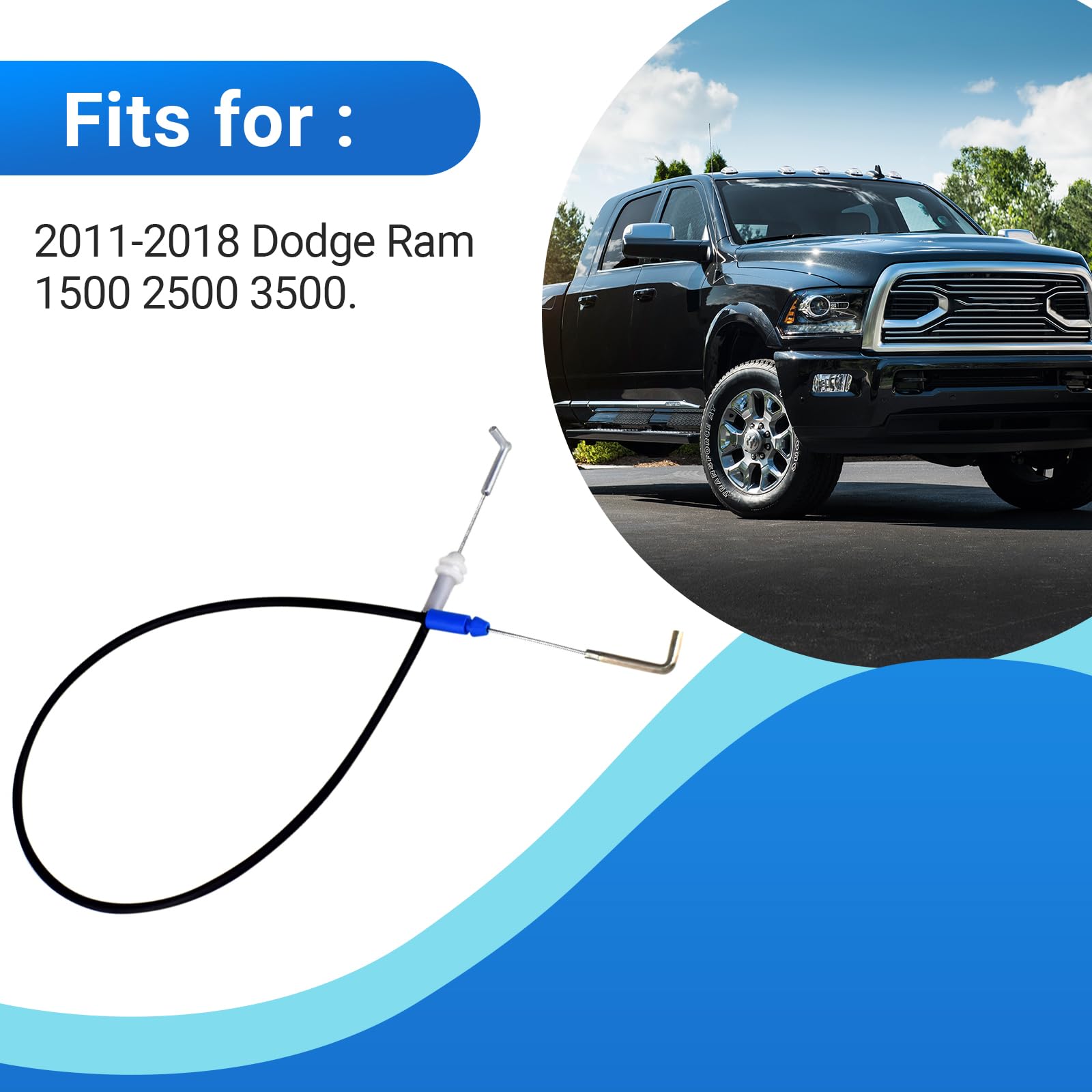 Door Latch Cable Front Left Driver Side Fits For 2011-2018 Dodge Ram 1500 2500 3500 Replaces 912-610 05165721Aa