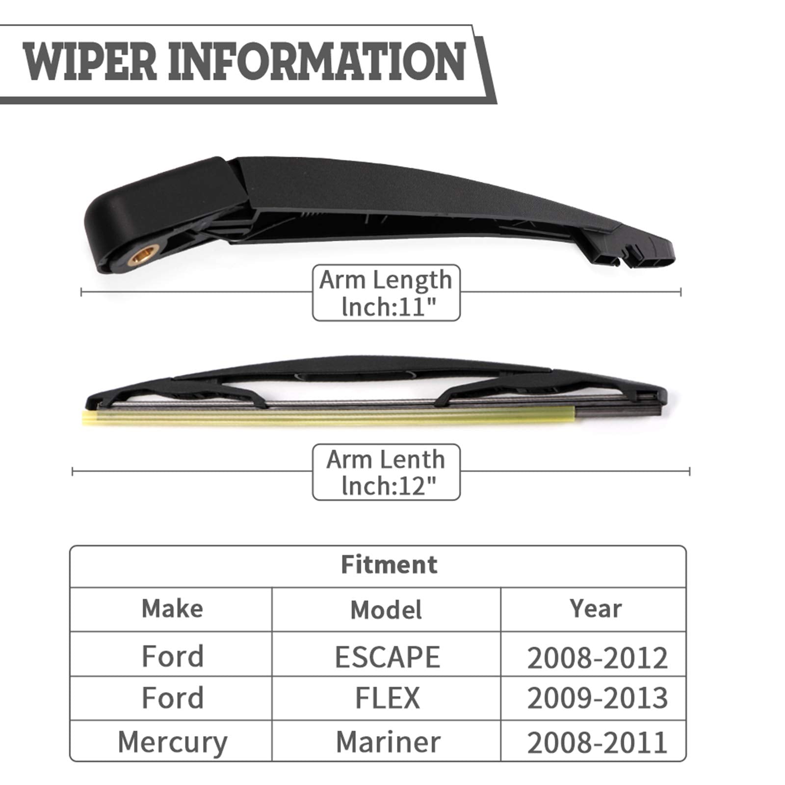 Hodee Rear Wiper Arm Blade Nut Set Replacement For Ford Escape 2008-2012 Flex 2009-2019,Mercury Mariner 2008-2011,Mazda Tribute