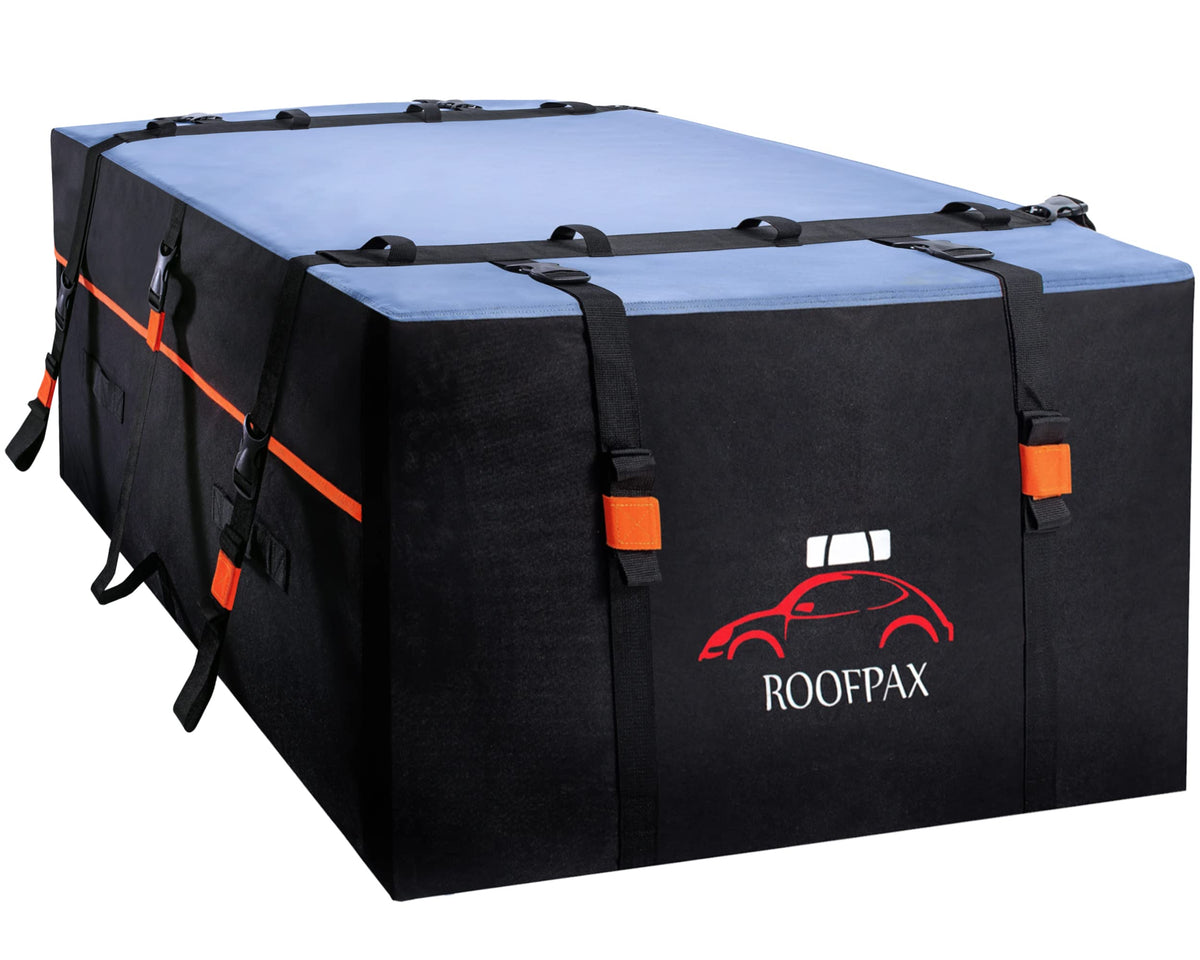 Roofpax 23 Cft. Extra Waterproof Rooftop Cargo Carrier Bag, Double Weatherproof Zippers, Integrated Mat, 10 Heavy-Duty Tie-Down