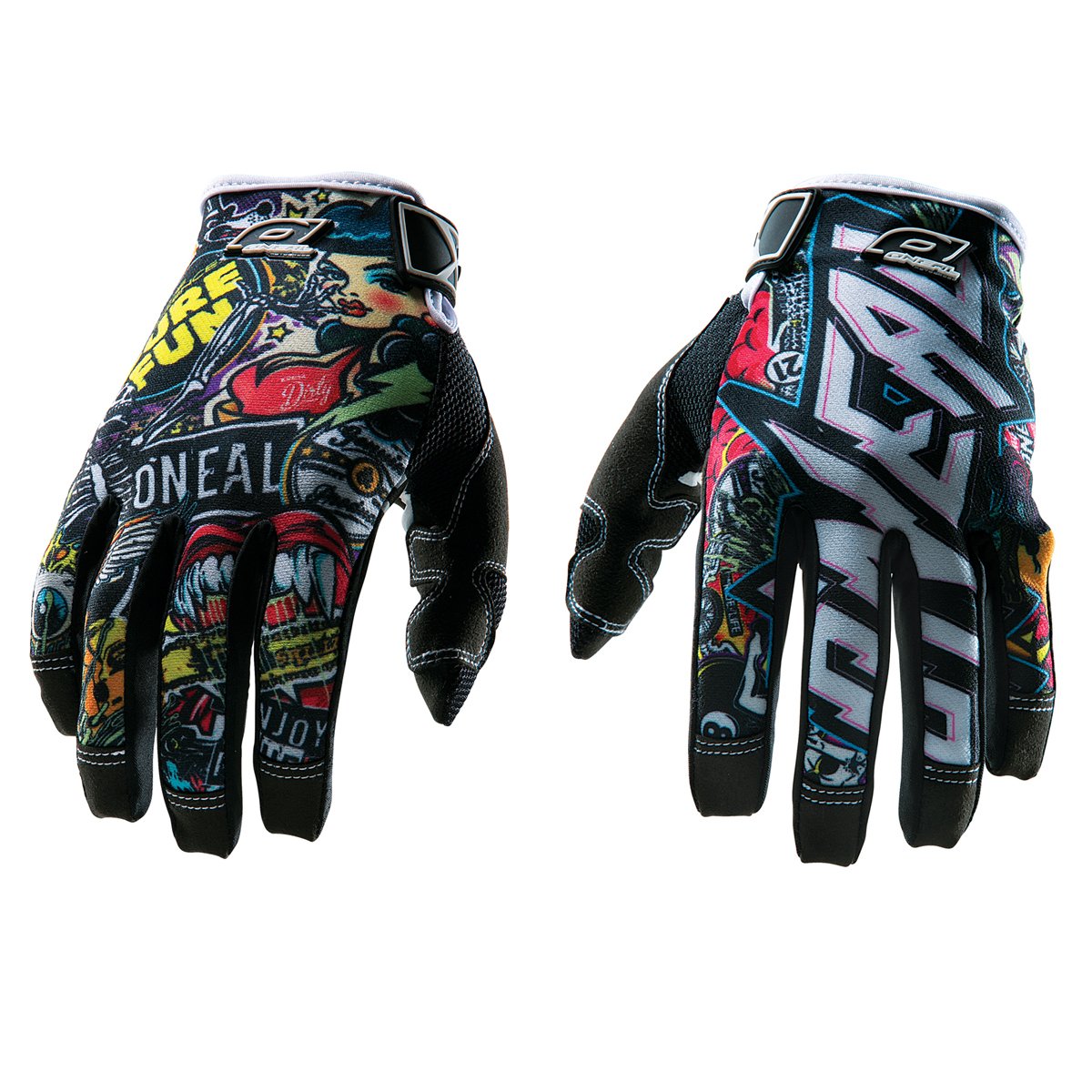 O'Neal 0385-129 Jump Gloves With Crank Graphic (Black/Multicolor, Size 9)