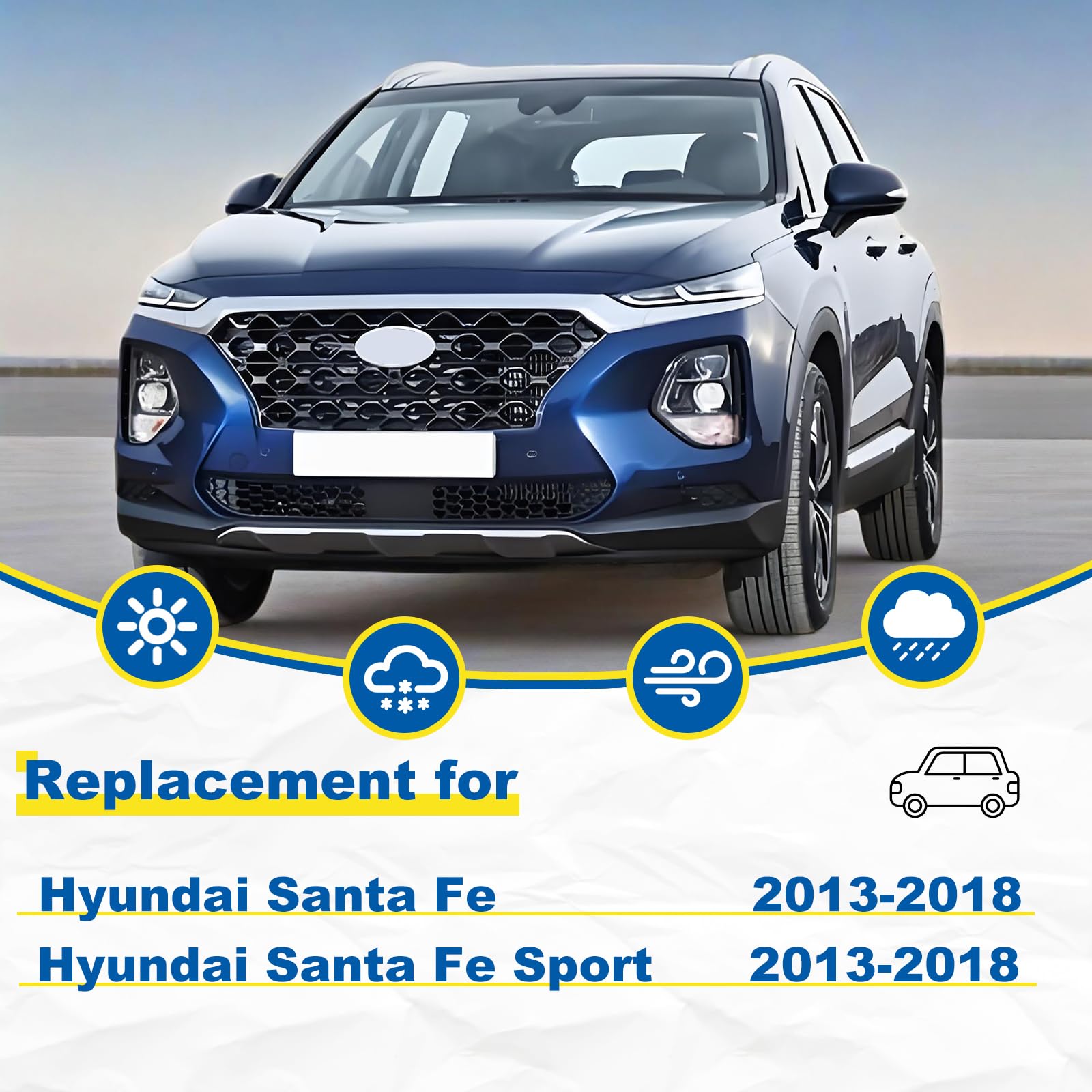 Hrsno 26''+14'' Windshield Wipers With 13'' Rear Wiper Blade Sets Automotive Replacement For Hyundai Santa Fe 2013-2018/Santa Fe