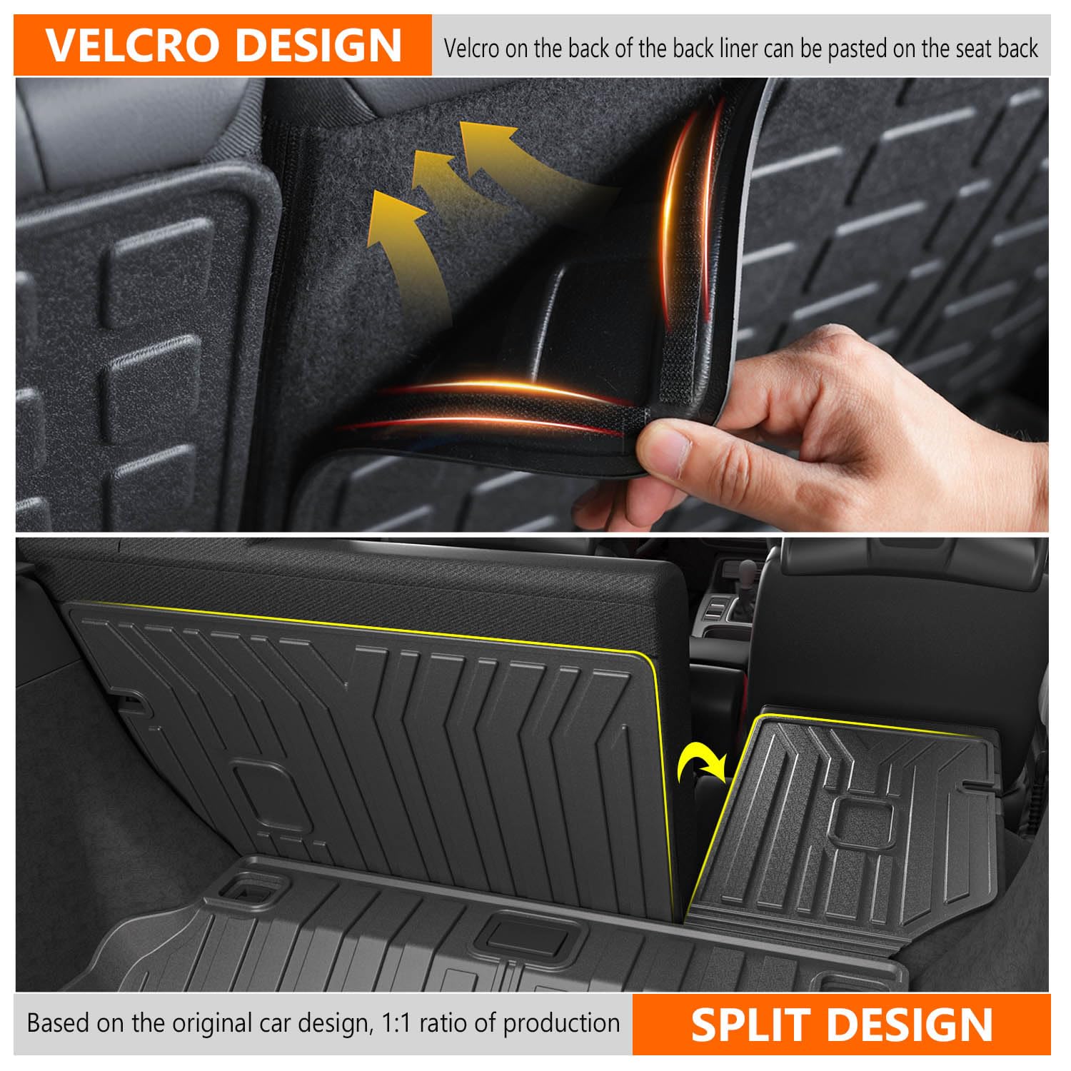 Powoq Trunk Mat Compatible With 2022-2024 2025 Honda Civic Hatchback Backrest Mat Tpe Cargo Liner Replacement For 2022-2025 Hond