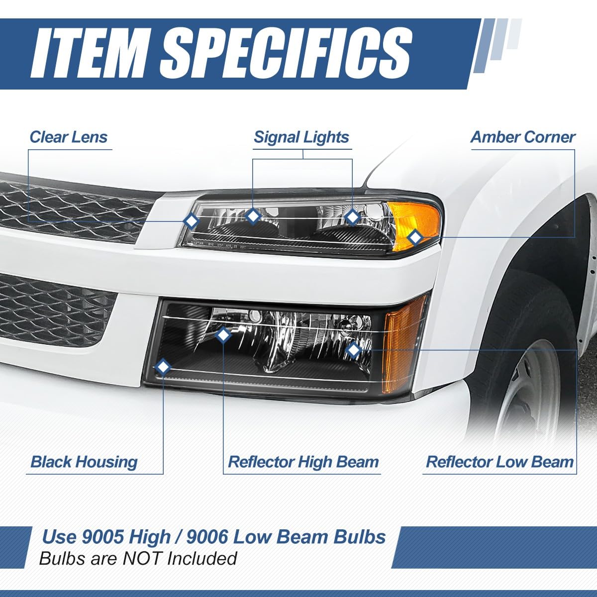 Auto Dynasty 4Pcs Headlights Assembly And Bumper Lamps Compatible With Chevy Colorado Gmc Canyon 2004-2012 Isuzu I-290 I-370 200