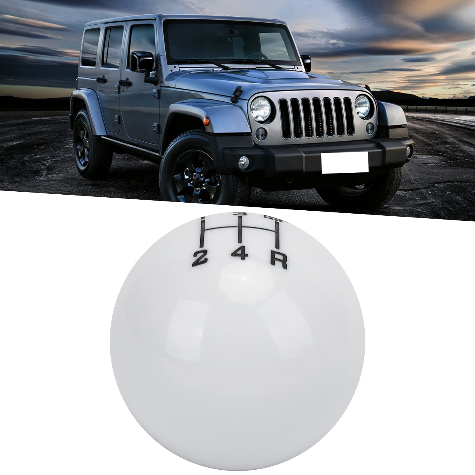 Round Ball Gear Shift Knob,Kimiss M12X1.25 5 Speed Gear Shift Knob Head With 3 Adapter Universal Automobile Accessory (White)