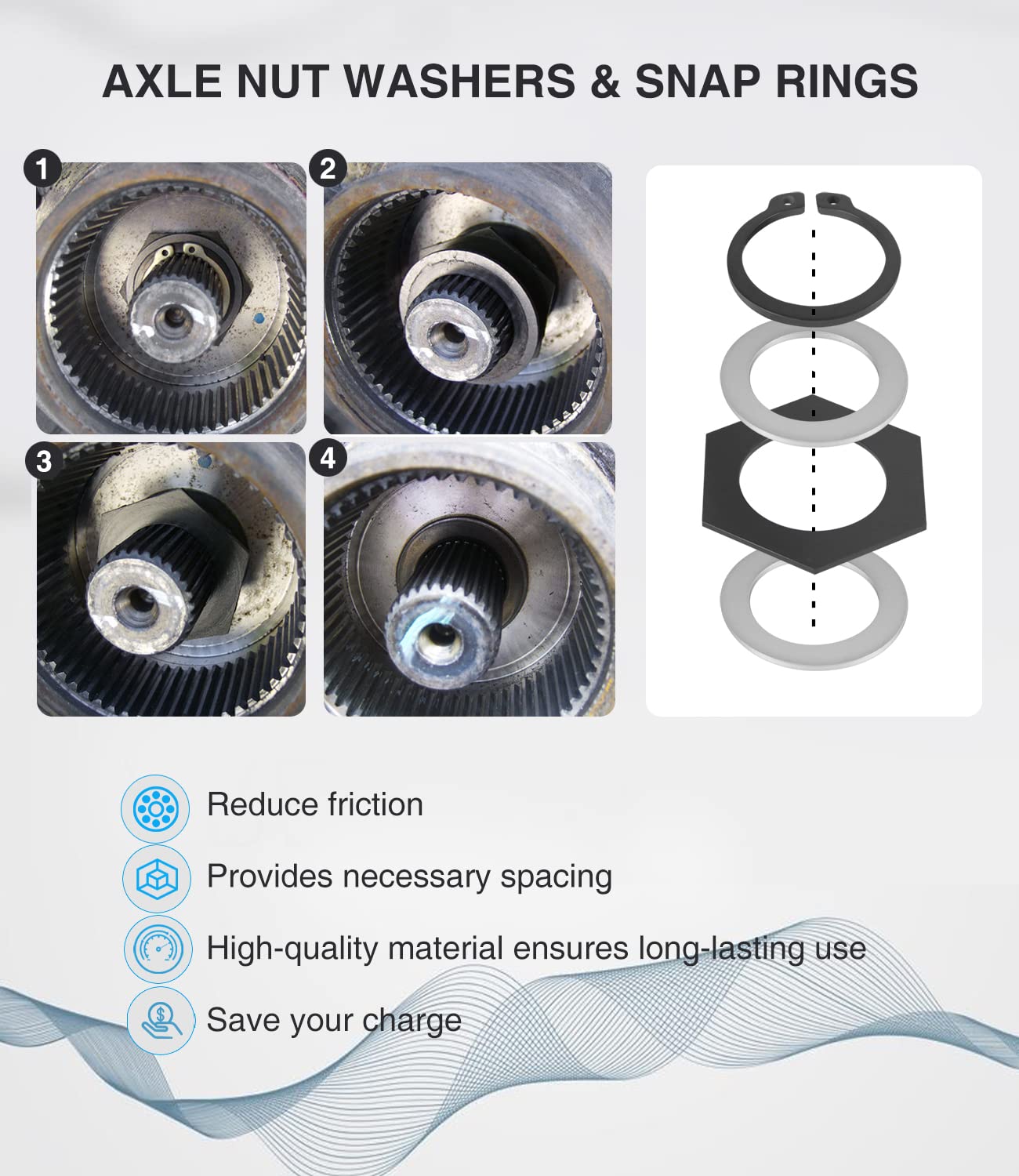 Thrust Washer Snap Ring Kit 50 60 Super Duty Compatible With F250 F350 Excursion 98-04,41784-2 47766,Thrust Washers Kits