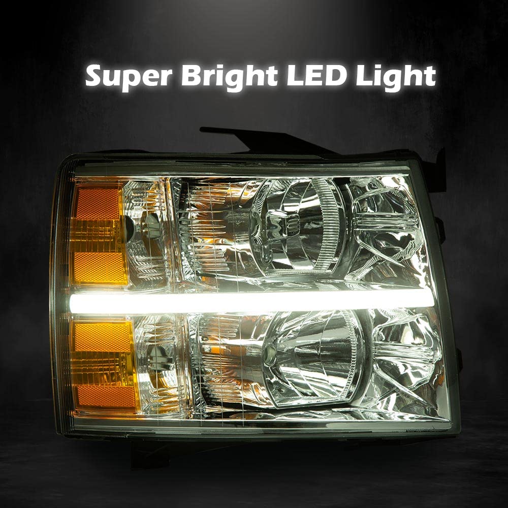 G-Plus Led Drl Headlights, Compatible With 2007-2014 Chevy Silverado 2500 3500 & Hd/2007-2013 Silverado 1500, Driver Side & Pass