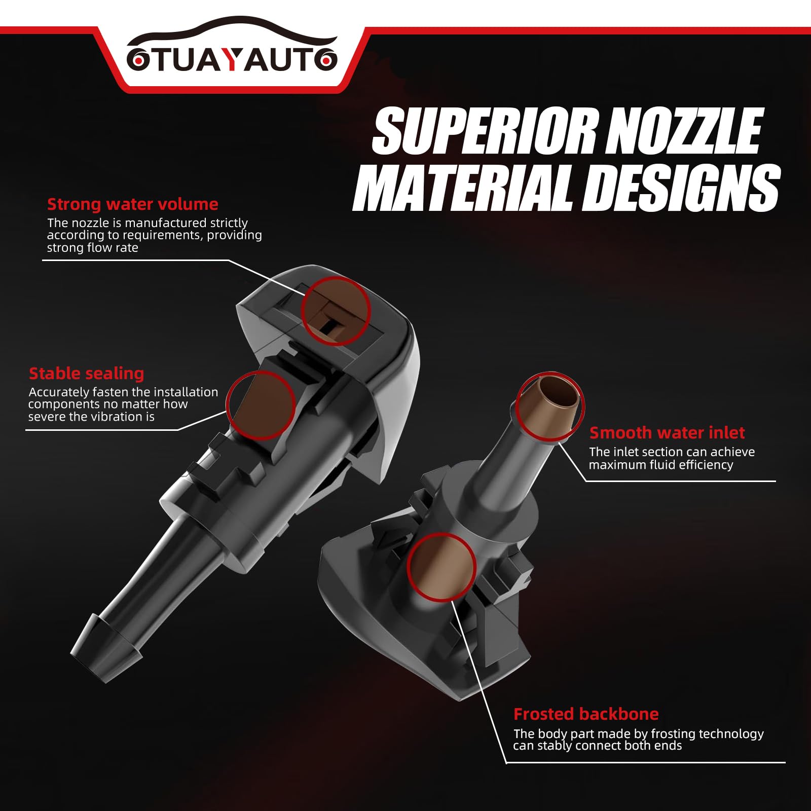 Otuayauto Front Windshield Washer Nozzles - Replacement For Chrysler, Dodge, Jeep, Ram - Replaces Oem #: 4805742Ab, 4805742Ac. 5