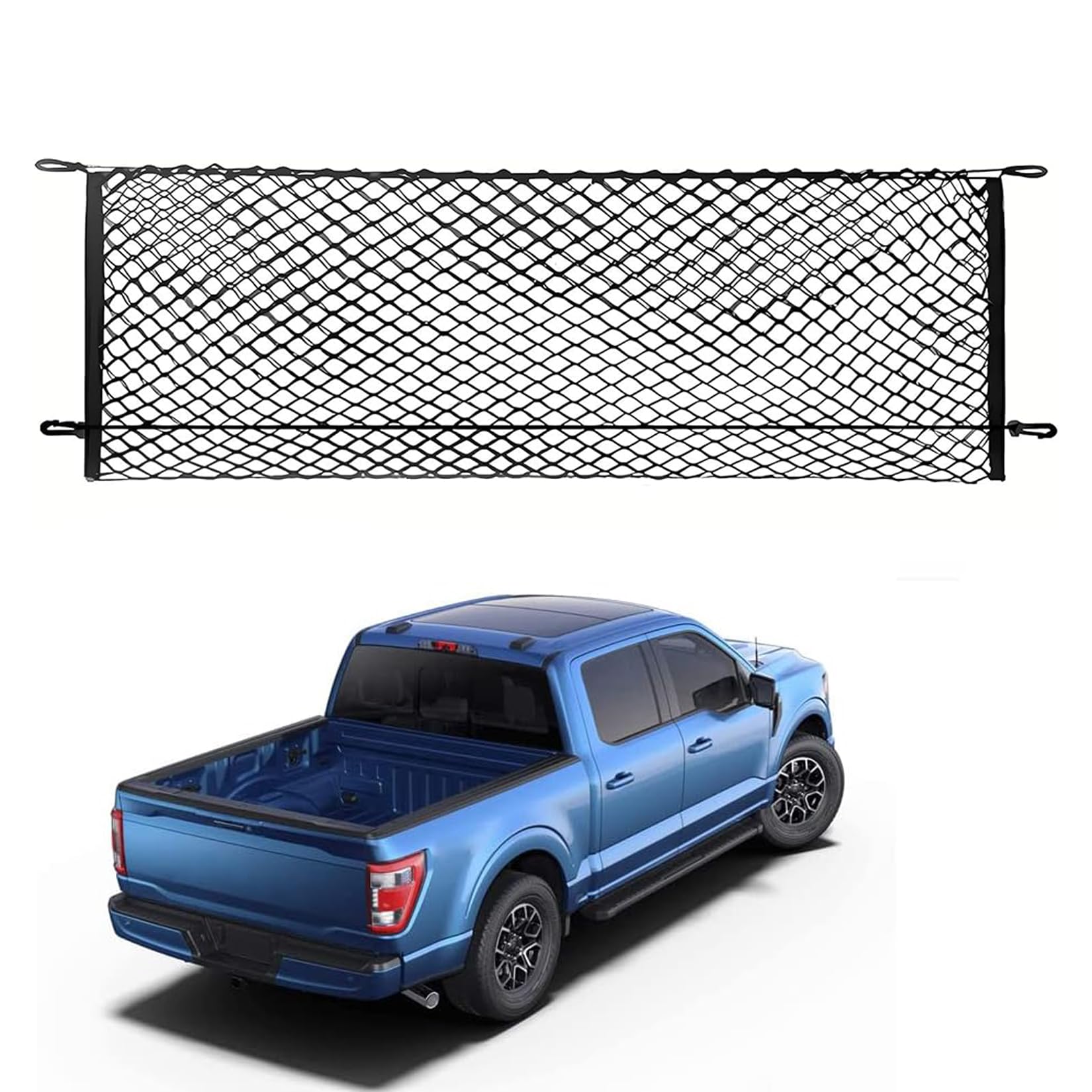 Leezhen Bed Cargo Net Compatible With 2015-2025 Ford F150, F250, F350 Trucks, Black, Polypropylene (Pp) Material, Abs Hooks