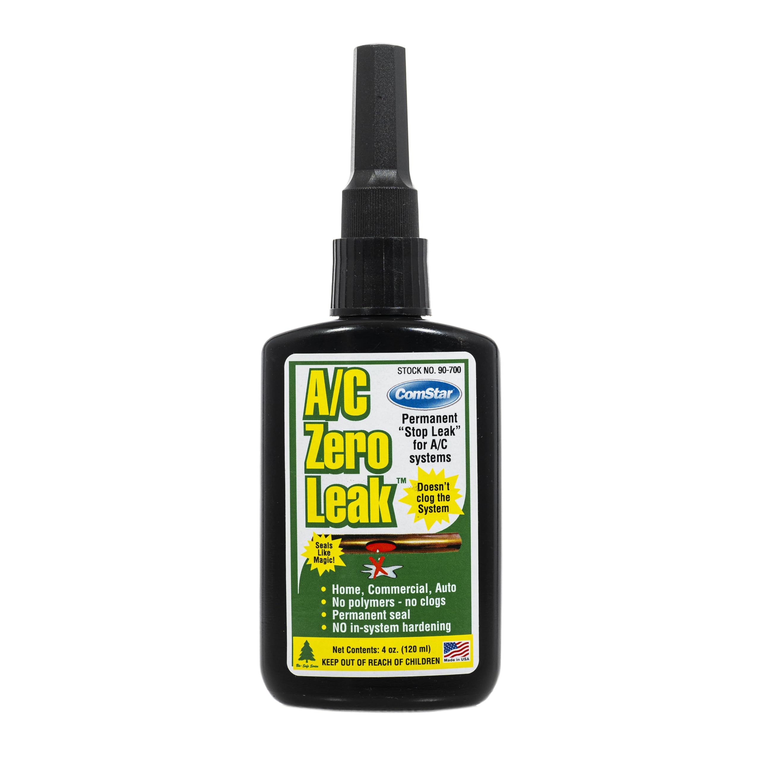 ComStar A/C Zero-Leak, Permanent Stop Leak for A/C Systems, Seals Leaks Instantly, Non-Hardening, Polymer-Free, Eco-Friendly, Ma