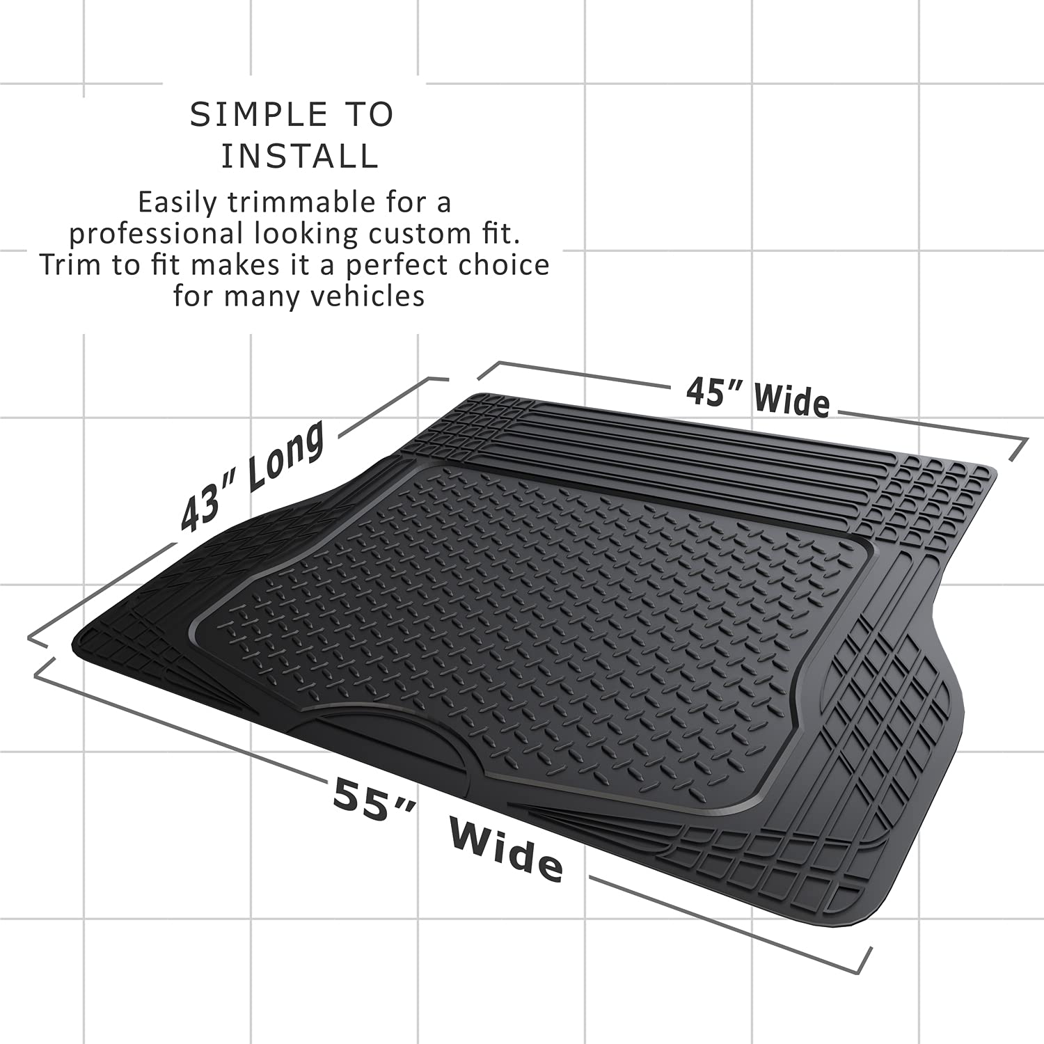 OxGord All-Weather Rubber Cargo-Liner - Waterproof Trunk Protector/Cover for Rear - Best for Rough Luggage, Dog, Pets, Spills, C