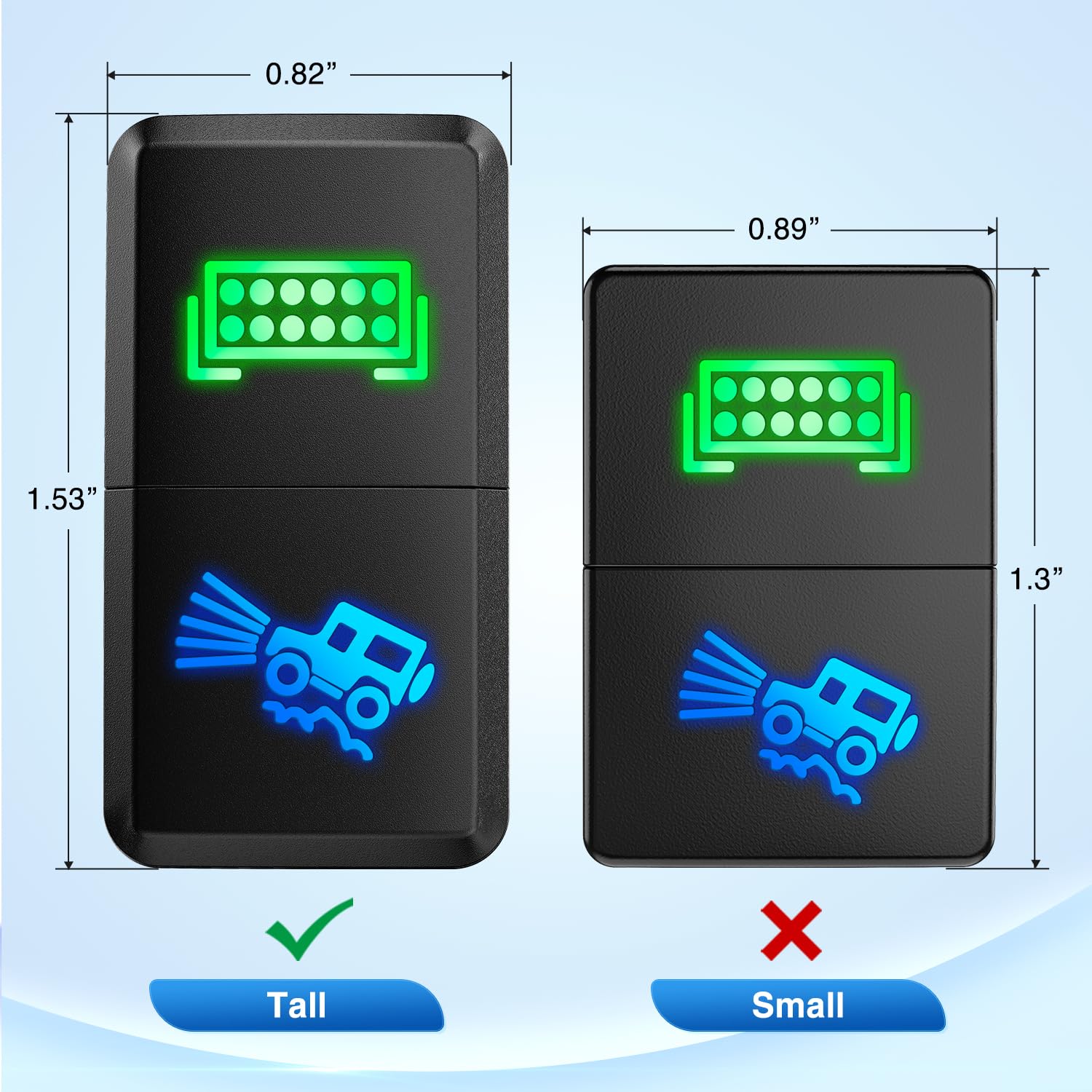 Nilight Led Light Bar & Off-Road Lights Dual Push Button Switch 12V On Off Switches With Connector Wire Kit 1.54'' X 0.83'' Repl