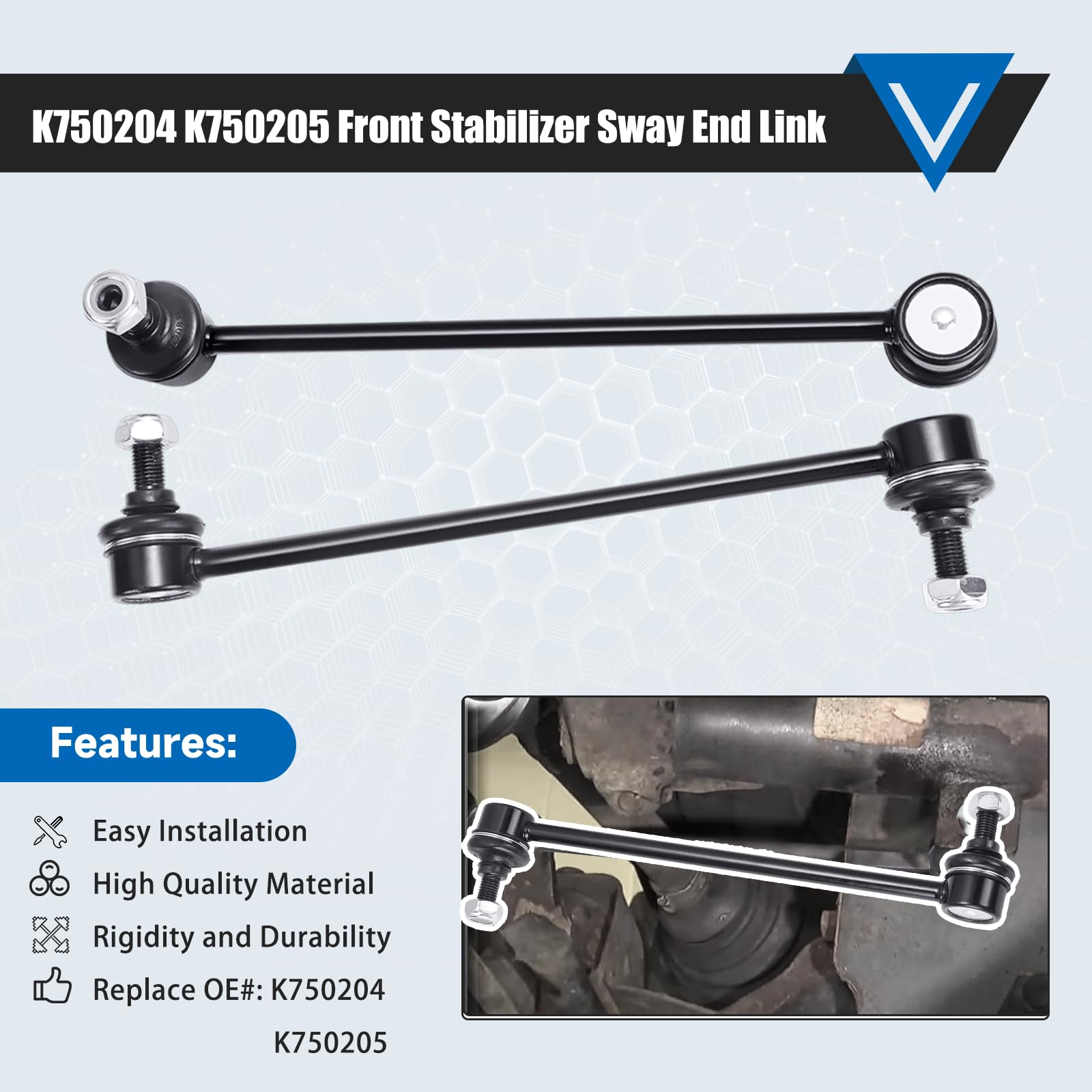 K750204 K750205 Sway Bar - Front Stabilizer Bar End Links Compatible With Hyundai Santa Fe 2007-2012 Hyundai Veracruz 2007-2012
