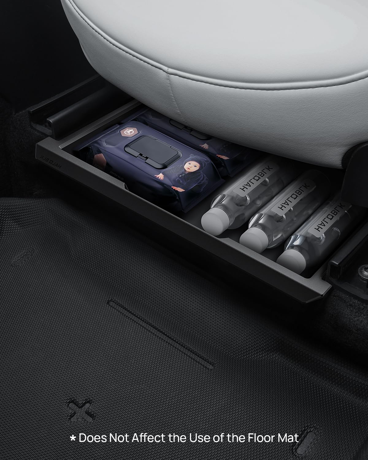 Haloblk 2 Pack Waterproof Model Y Under Seat Storage Box Organizer, Upgraded 2-In-1 Underseat Hidden Tray For Tesla Model Y 2024-2021 [Not Compatible With 2025 New Model Y Refresh]