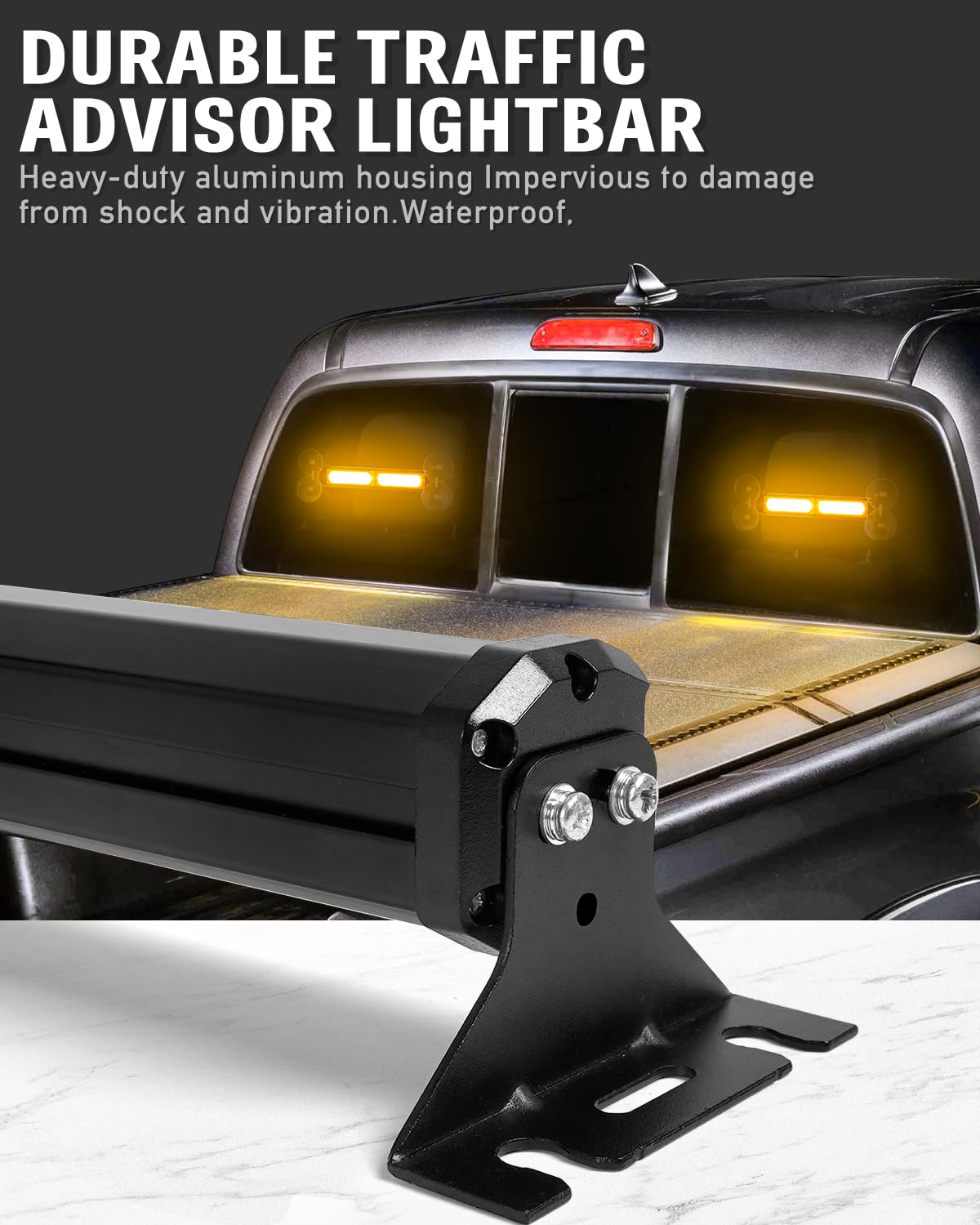 Hlauto 1002L Emergency Strobe Traffic Advisor Light Bar: 40Led Dash Safety Warning Flashing Front/Rear Windshield Visor Light Fo