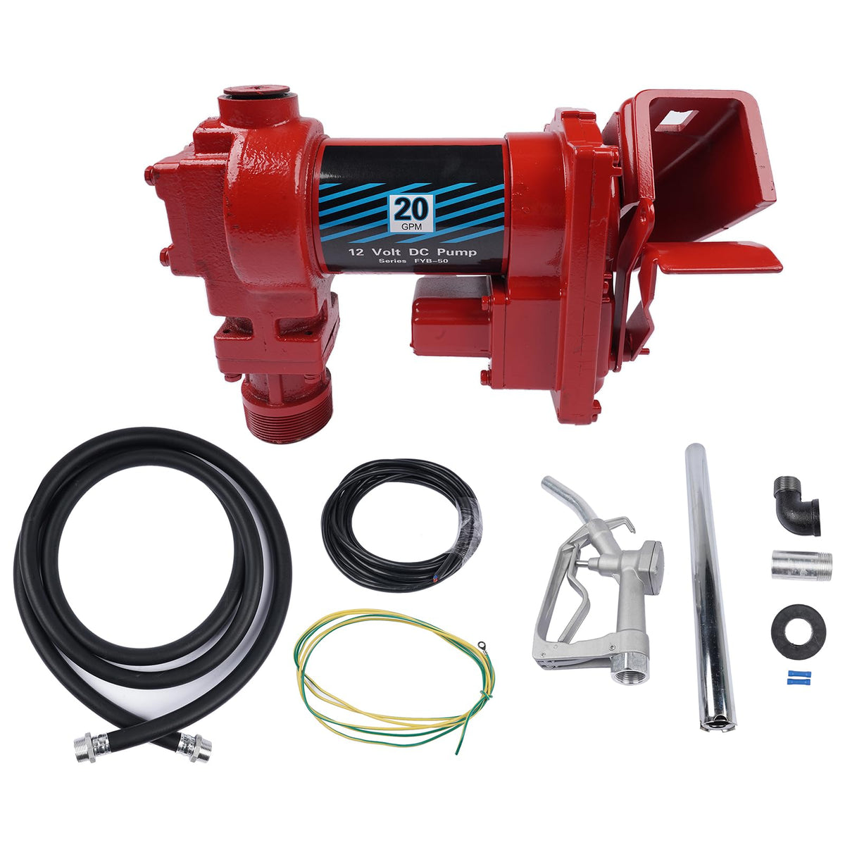 20 GPM 12 Volt Fuel Transfer Pump High Flow DC Transfer Pump Cast Iron Heavy Duty Transfer Pump for Gasoline Diesel Kerosene Eth
