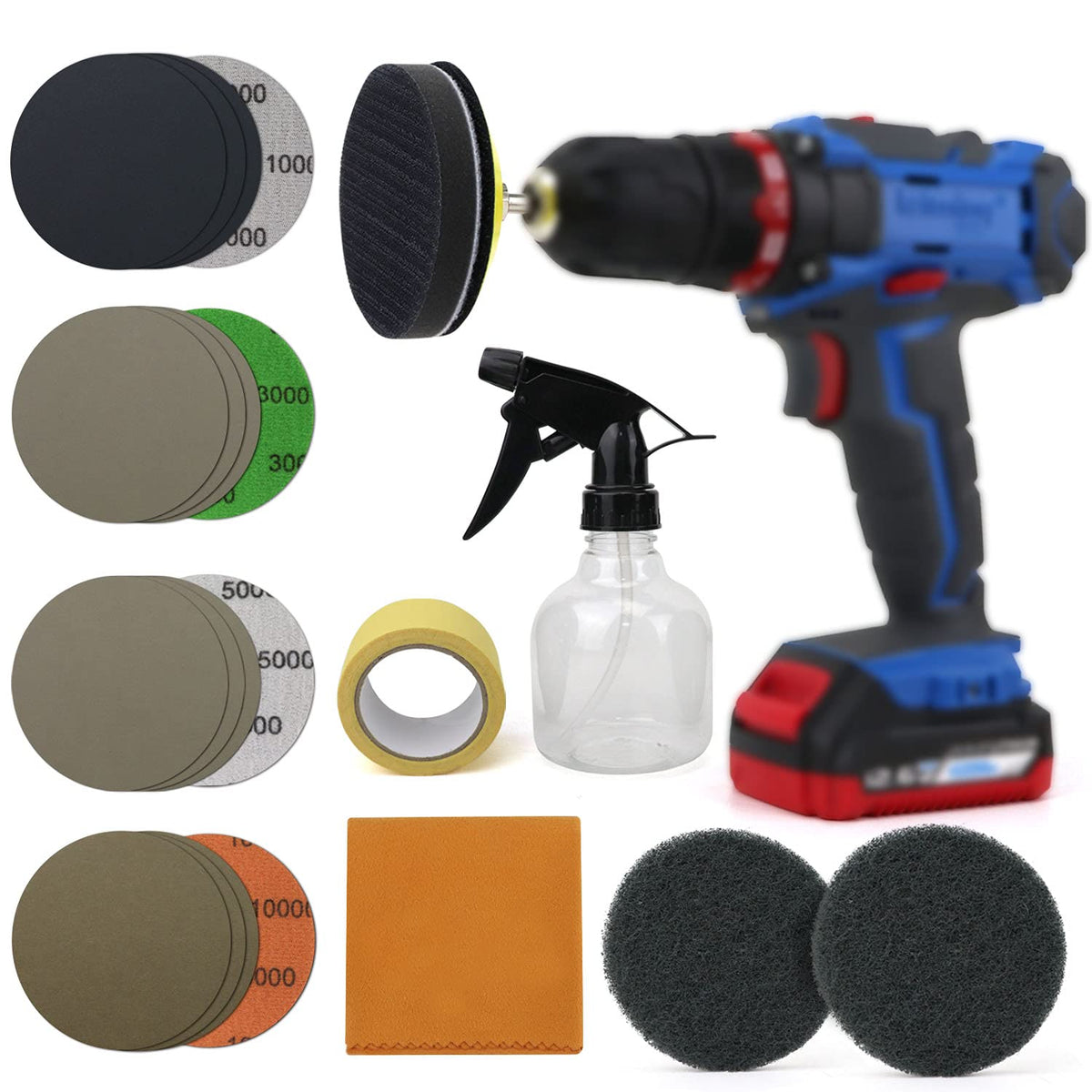 Car Headlight Restoration Kit, Heavy Duty Lights Polish Headlights Lens Restore Cleaner Diy Polishing For Electric Drill, 3'' Wa