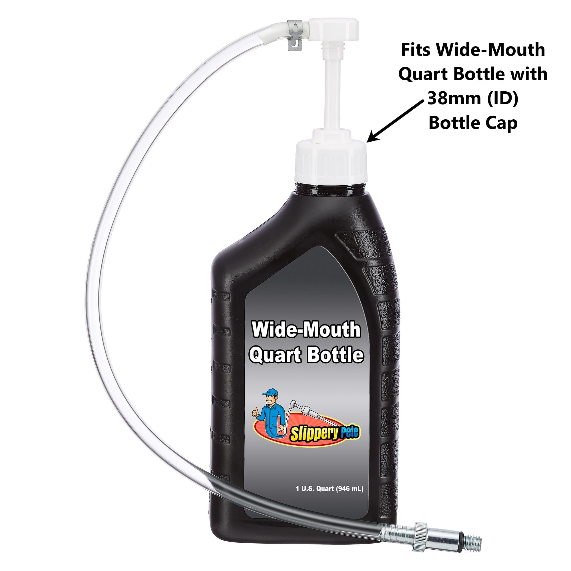 Slippery Pete - Lower Unit Gear Oil Pump For Wide-Mouth Quart Bottles, Includes 3/8 Inch Metal Swivel, 8Mm, 10Mm Adapters Fits M