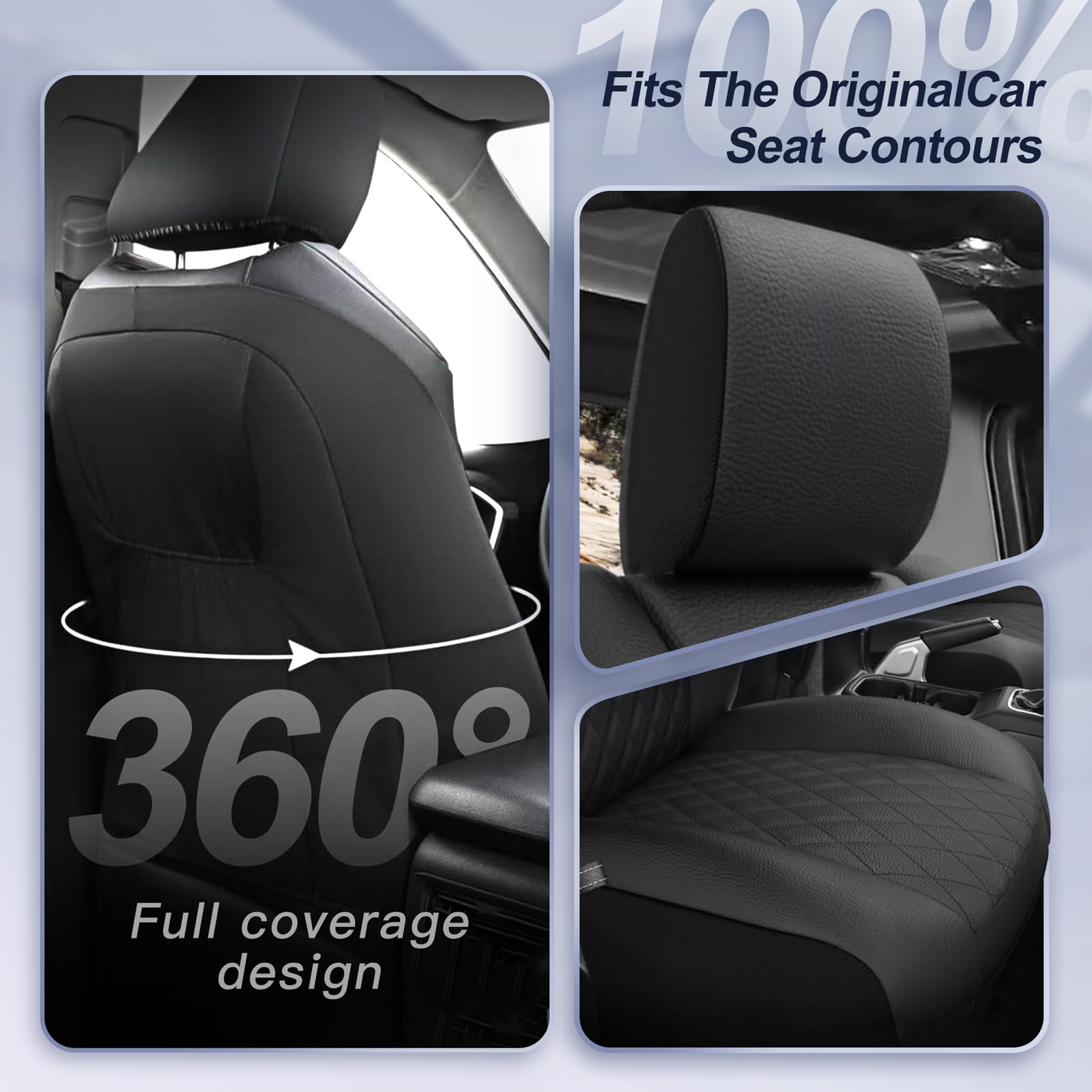 Giant Panda Full Set Faux Leather Seat Covers For Jeep Gladiator 2020-2024 Sport Willys Rubicon Mojave Freedom Without Rear Cup