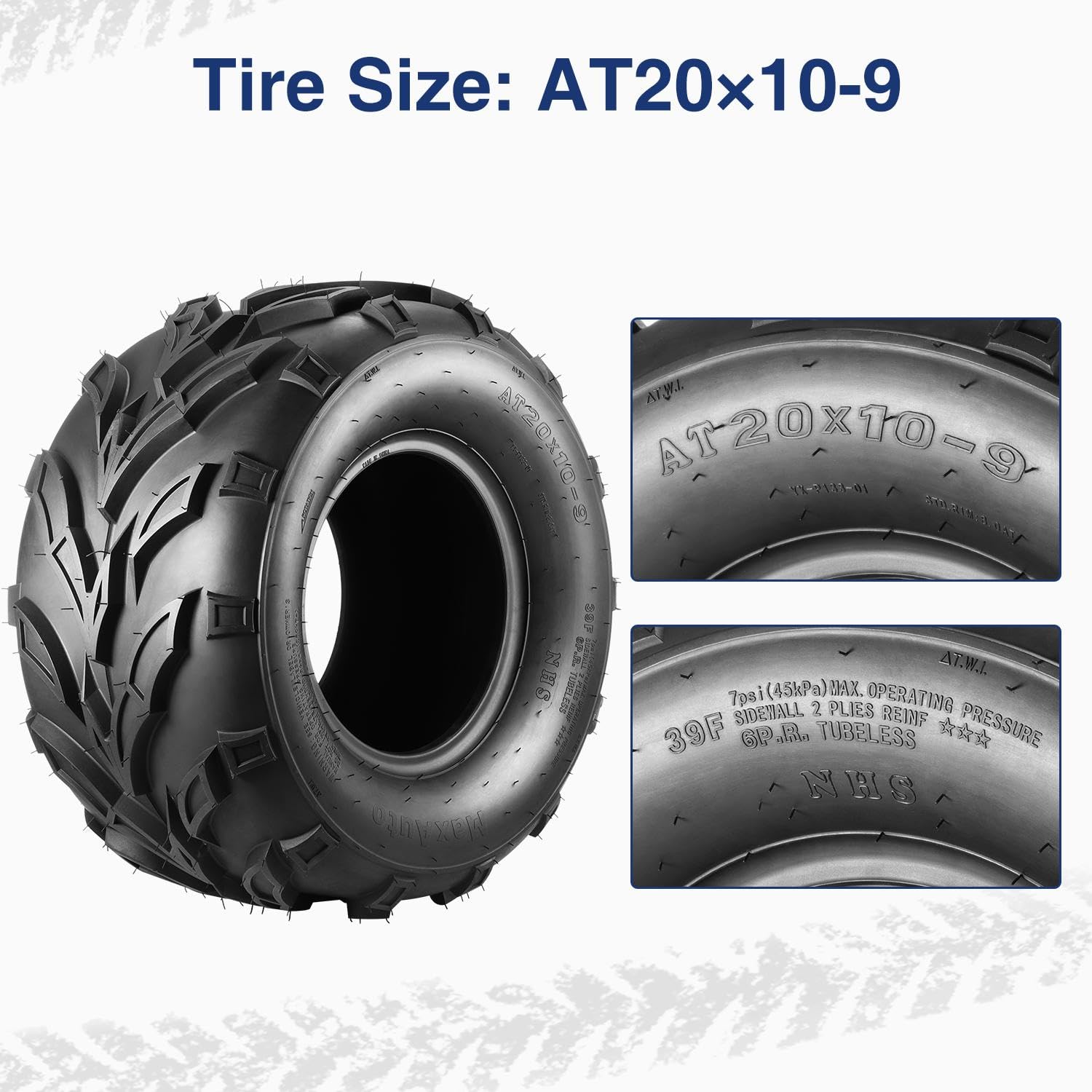 Maxauto 20X10-9 Sport Atv Tires 20X10X9 Quad Tires,6 Pr Tubeless All Terrain Utv Tire, 2 Pack